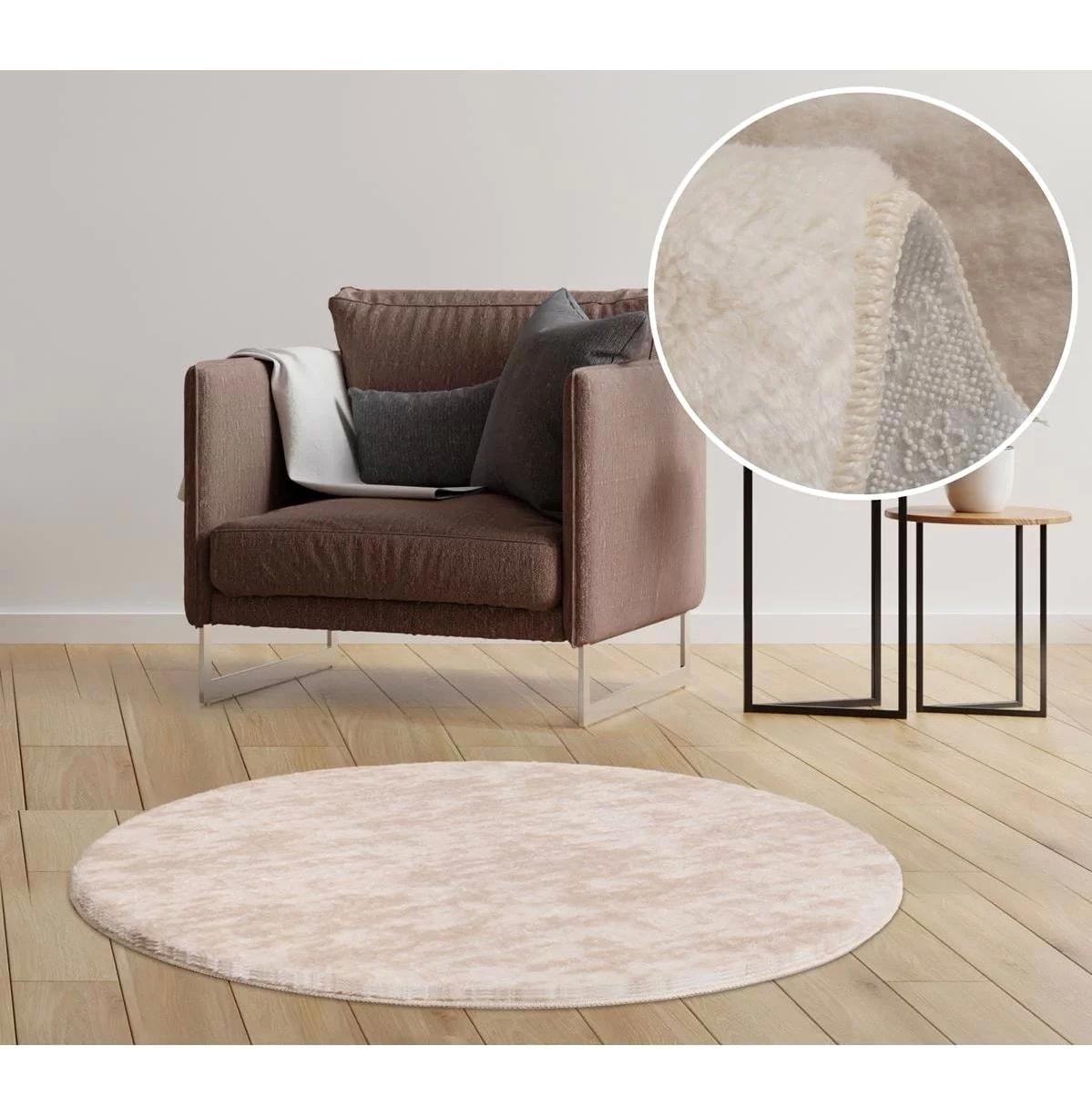 Orkide Home Krem 14 mm Polyester Yıkanabilir Kalın Kaymaz Jel Taban Yuvarlak Makine Dokuma Salon Halısı 100x300 cm