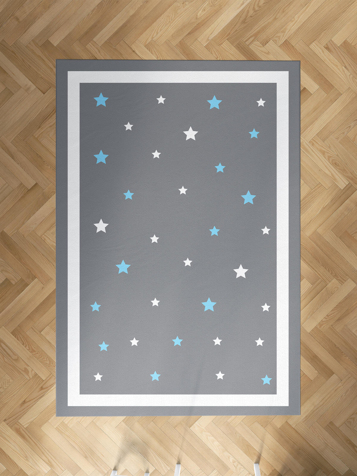 Mekta Home Yıldız Çok Renkli 10 mm Antibakteriyel Yıkanabilir İnce Kaymaz Dot Taban Dikdörtgen Makine Dokuma Çocuk Odası Halısı 90x90 cm