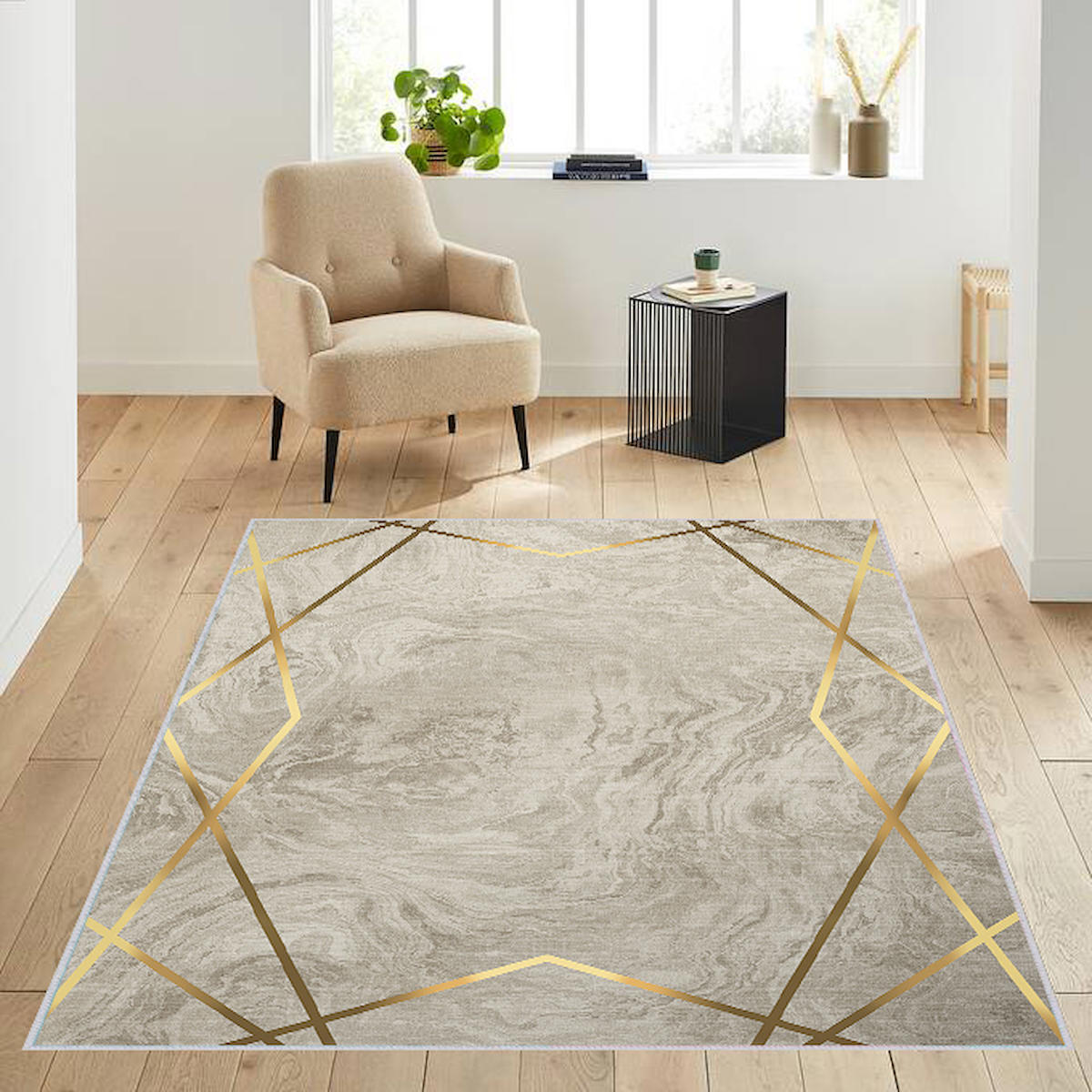 Rovigo Home RVG1311 Krem 8 mm Polyester Antibakteriyel-Leke Tutmaz-Toz Tutmaz Yıkanabilir İnce Kaymaz Dot Taban Dikdörtgen Makine Dokuma Salon Halısı 100x300 cm