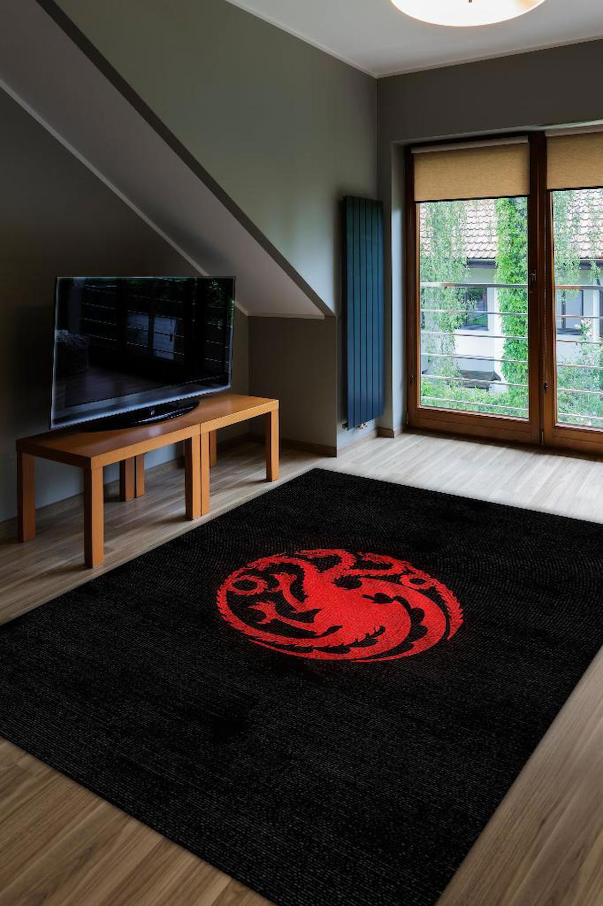 Homshtag Game Of Thrones Çok Renkli 4 mm Pamuk Antistatik Yıkanabilir İnce Kaymaz Dikdörtgen Makine Dokuma Genç Odası Halısı 100x200 cm