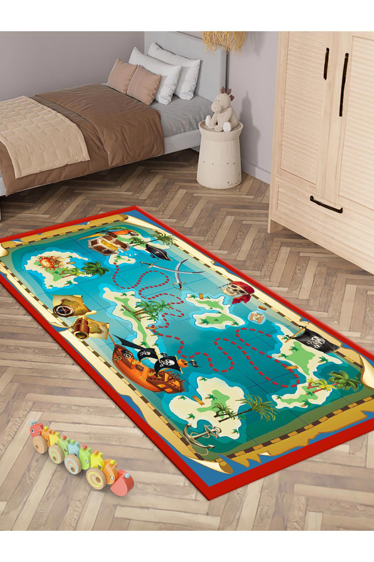 İnspira Krem 12 mm Polyester Orta Kaymaz Taban Dikdörtgen Makine Dokuma Bebek Odası Halısı 120x180 cm