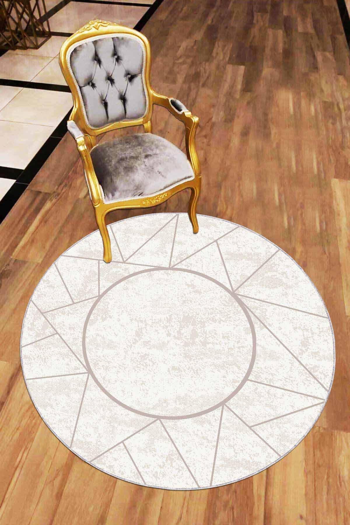 Viva Home AR398 Bej 7 mm Mikropolyester Antibakteriyel Yıkanabilir İnce Kaymaz Taban Yuvarlak Makine Dokuma Halı 80x200 cm