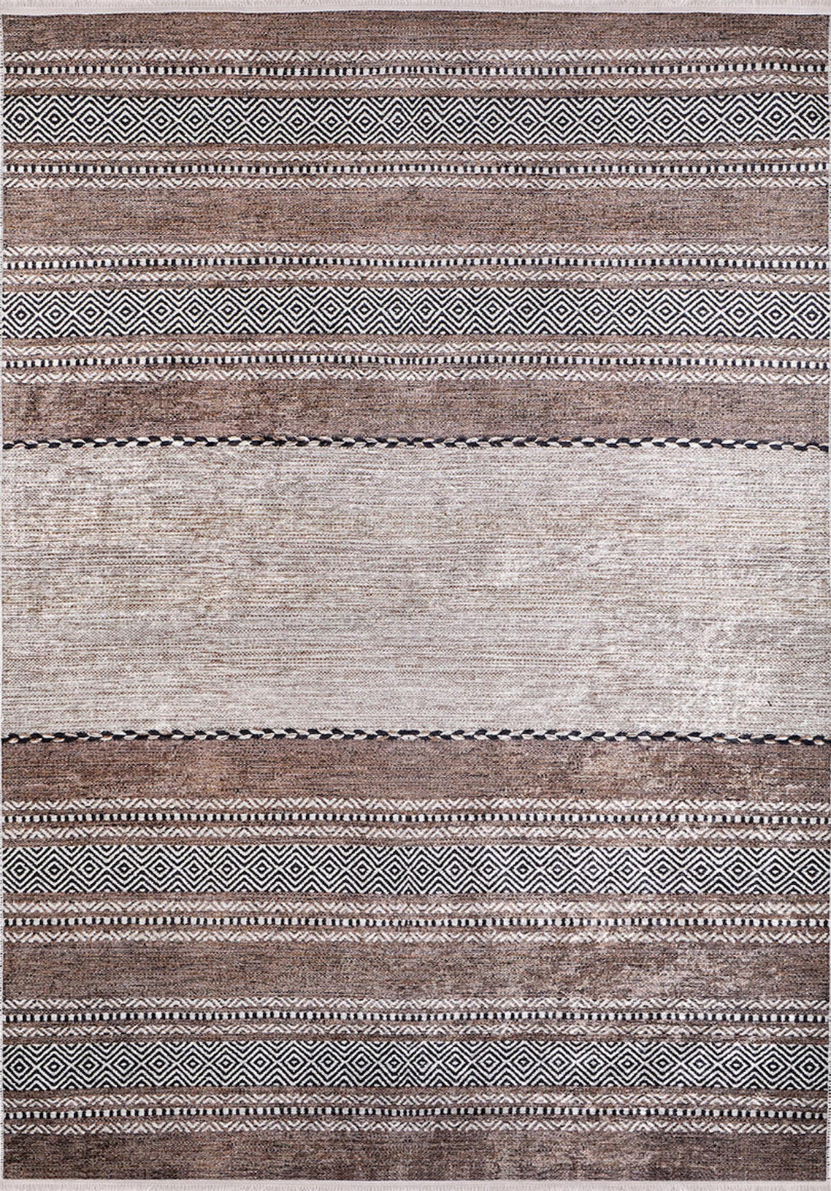 Halınet Bej 6 mm Pamuk Yıkanabilir İnce Kaymaz Jüt Taban Dikdörtgen Makine Dokuma Salon Halısı 75x150 cm
