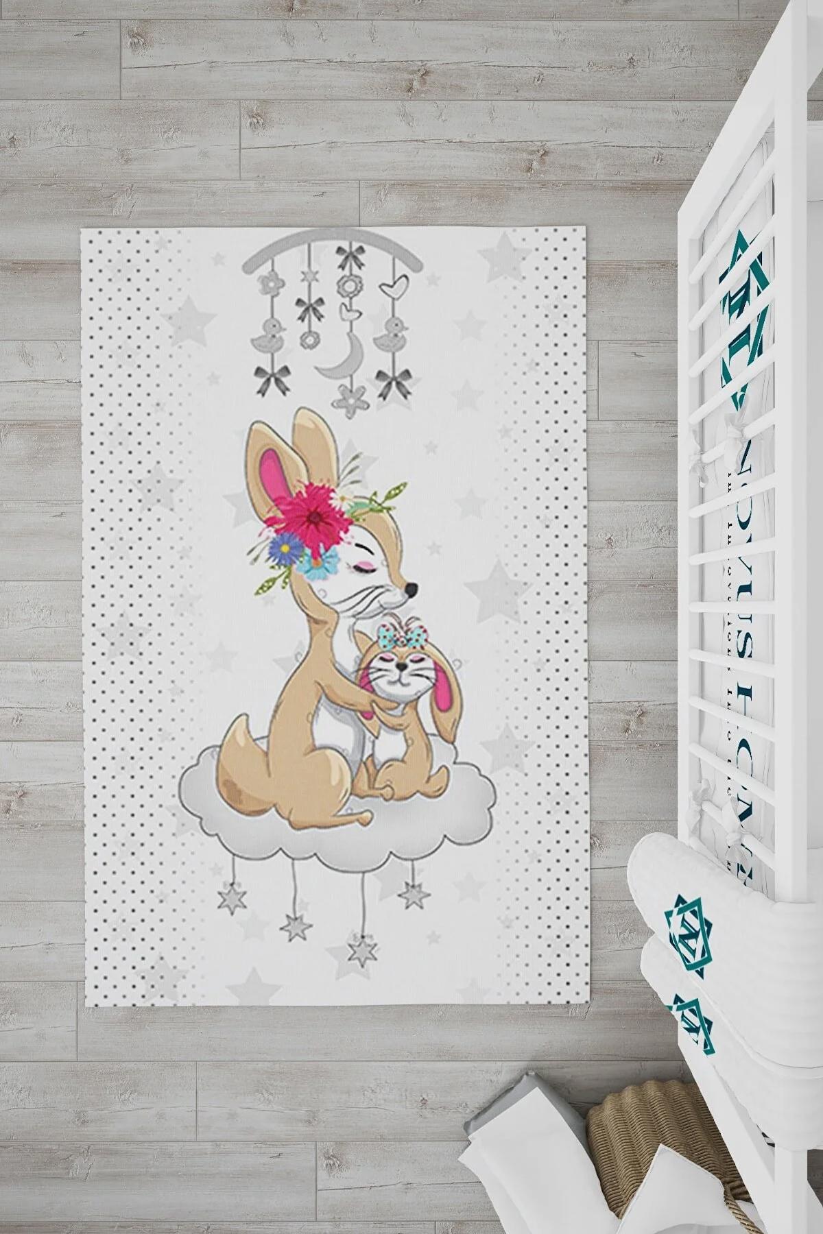 Novus Home Verona Serisi Çok Renkli 6 mm Polyester Antibakteriyel-Toz Tutmaz-Yalıtıma Yardımcı Yıkanabilir İnce Kaymaz Taban Dikdörtgen Makine Dokuma Çocuk Odası Halısı 80x350 cm