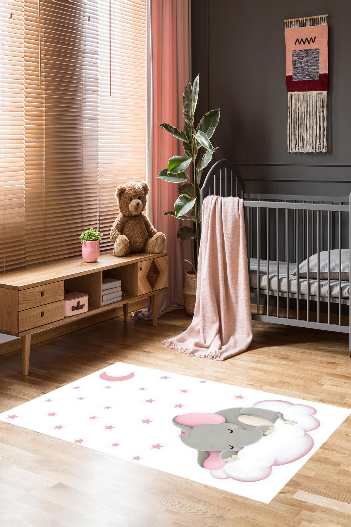 Homier Collection H-CK-10026A Çok Renkli 9 mm Pamuk Antibakteriyel Yıkanabilir Orta Kaymaz Pamuk Taban Dikdörtgen Makine Dokuma Çocuk Odası Halısı 140x200 cm