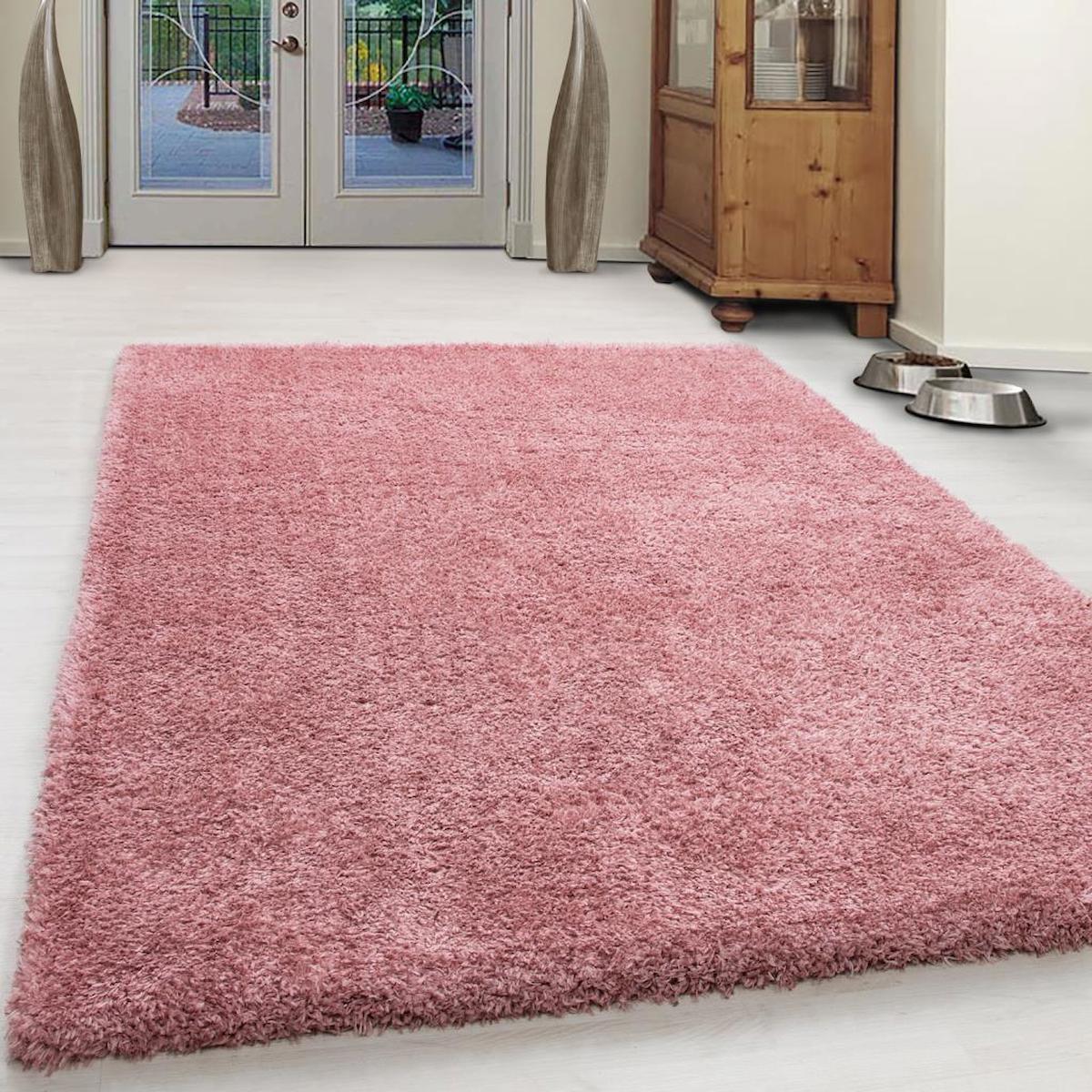 Red Halı Pembe 50 mm Polyester Antialerjenik Kalın Kaymaz Jüt Taban Dikdörtgen Makine Dokuma Çocuk Odası-Salon Halısı 100x150 cm