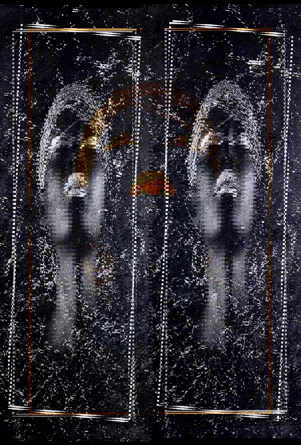 Halı Atölyesi HA143 Altın-Siyah 5 mm Pamuk Antibakteriyel Yıkanabilir İnce Kaymaz Taban Dikdörtgen Makine Dokuma Salon Halısı 160x400 cm