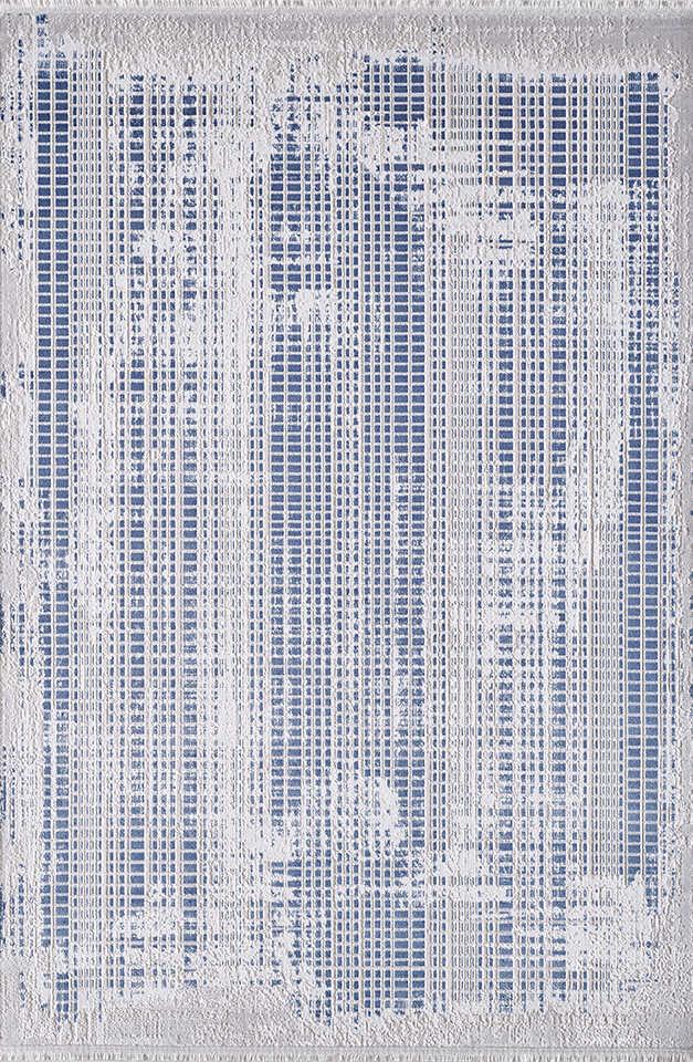 Pierre Cardin Art Deco DT00C Gri-Mavi 7 mm Akrilik Leke Tutmaz Yıkanabilir İnce Kaymaz Dikdörtgen Makine Dokuma Salon Halısı 100x200 cm
