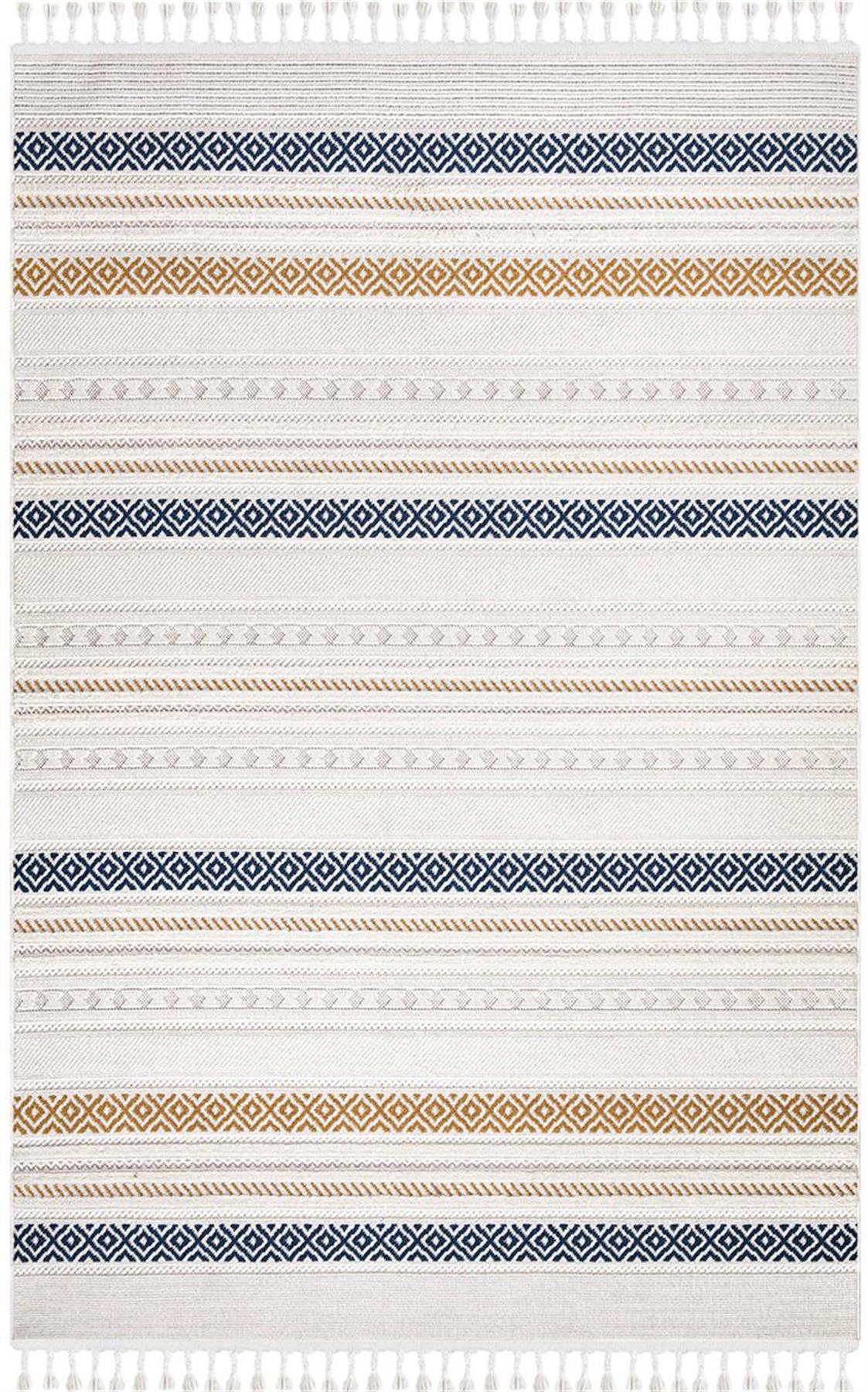 İpek Mekik Halı Lupin 18504 Krem 10 mm Polyester Yıkanabilir Orta Kaymaz Pamuk Taban Dikdörtgen Antre-Çocuk Odası-Salon-Yatak Odası Halısı 100x150 cm
