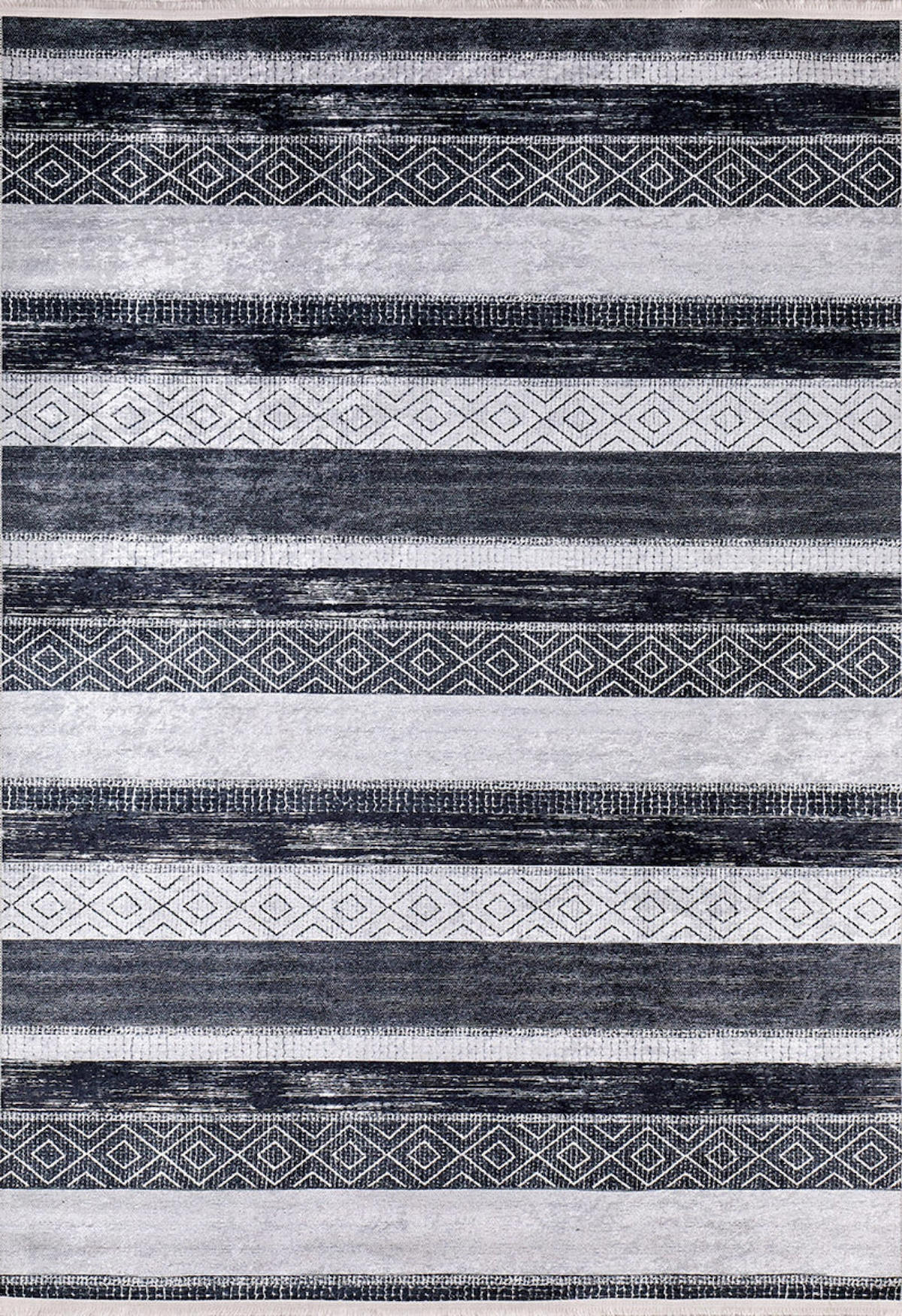 Halınet Oktyabrski Antrasit 6 mm Pamuk Yıkanabilir İnce Kaymaz Jüt Taban Dikdörtgen Makine Dokuma Salon Halısı 200x290 cm