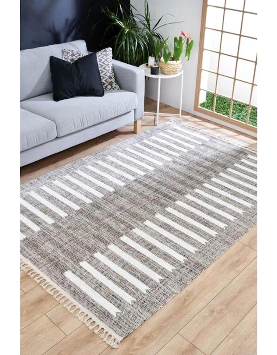 Homeva Fas 1651 Krem 6 mm Polyester Yıkanabilir İnce Kaymaz Dikdörtgen Makine Dokuma Salon Halısı 100x300 cm