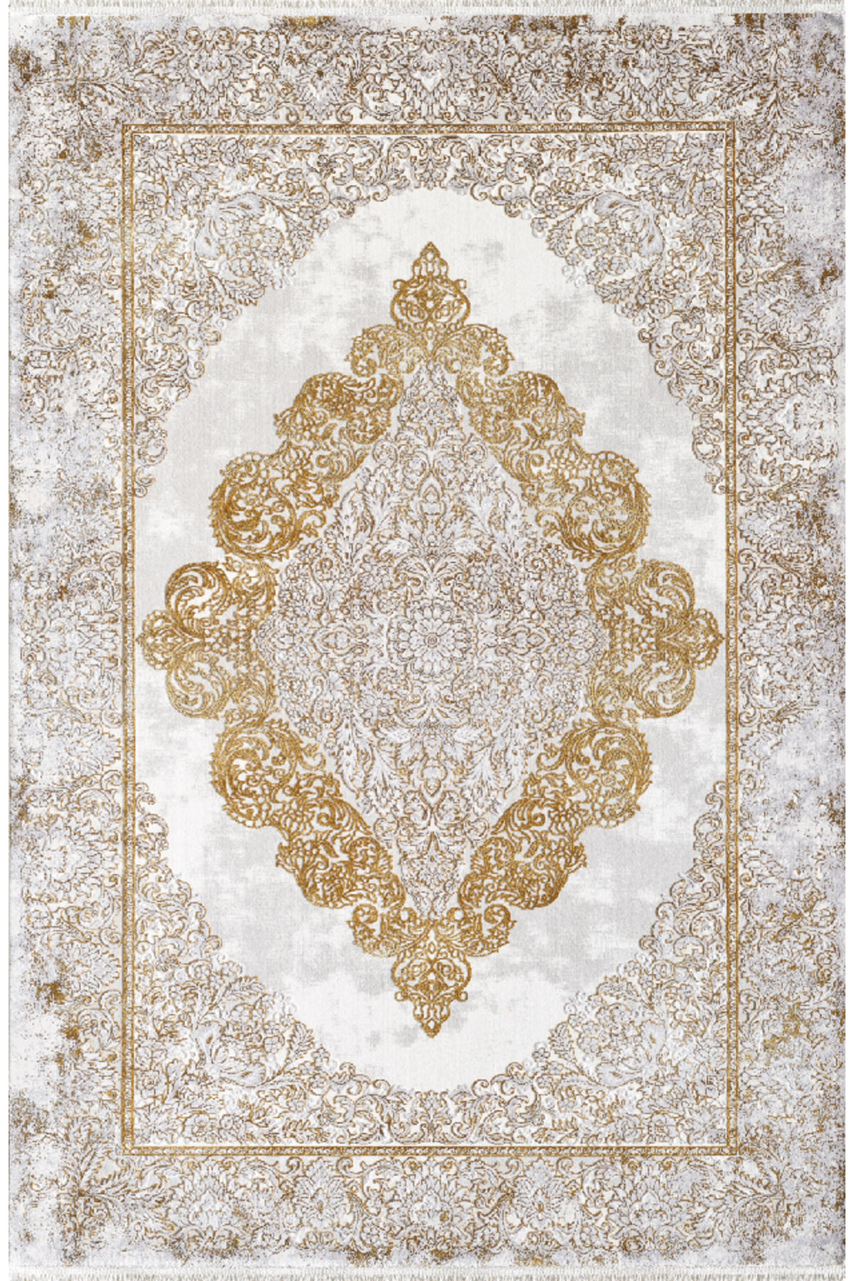 Pierre Cardin Voila Sarı 6 mm Viskon Yumuşak Yıkanabilir İnce Kaymaz Dikdörtgen Makine Dokuma Salon Halısı 180x180 cm