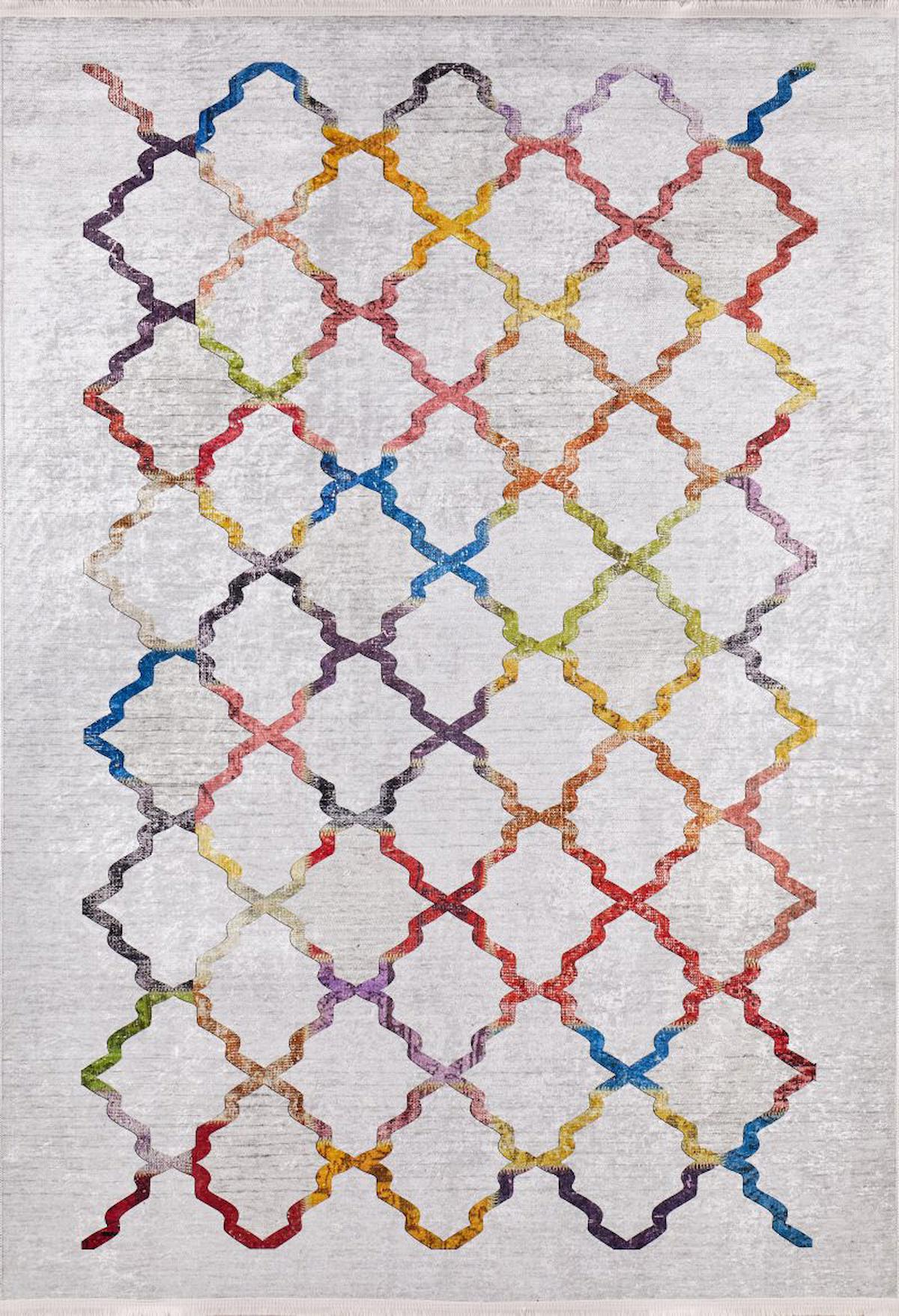 Halı Atölyesi HA129 Gri 5 mm Pamuk Antialerjenik Yıkanabilir İnce Kaymaz Taban Dikdörtgen Makine Dokuma Salon Halısı 100x150 cm