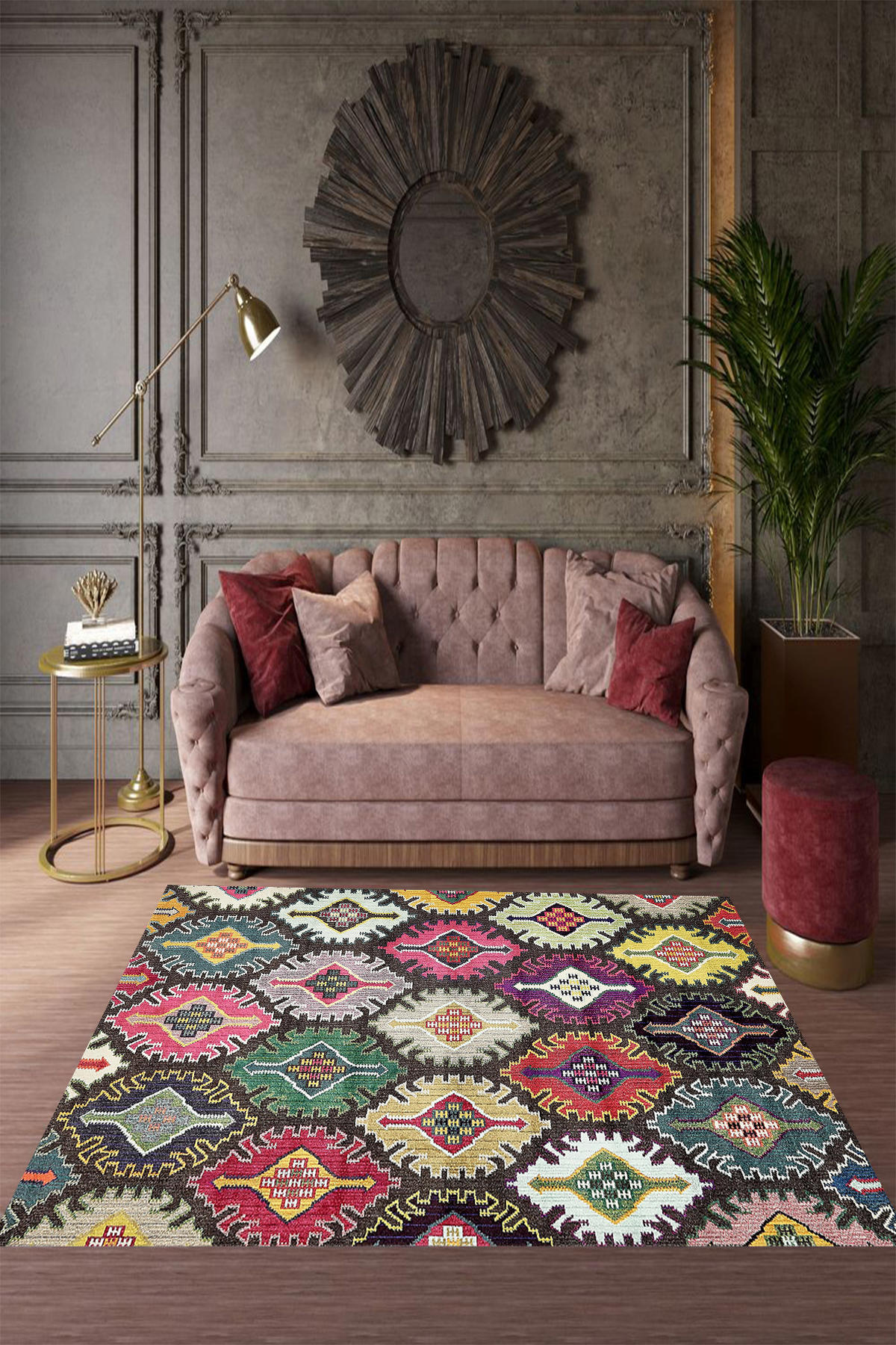 Aldora E4123 Krem 9 mm Deri Antibakteriyel Yıkanabilir İnce Kaymaz Pamuk Taban Dikdörtgen Makine Dokuma Salon Halısı 80x150 cm