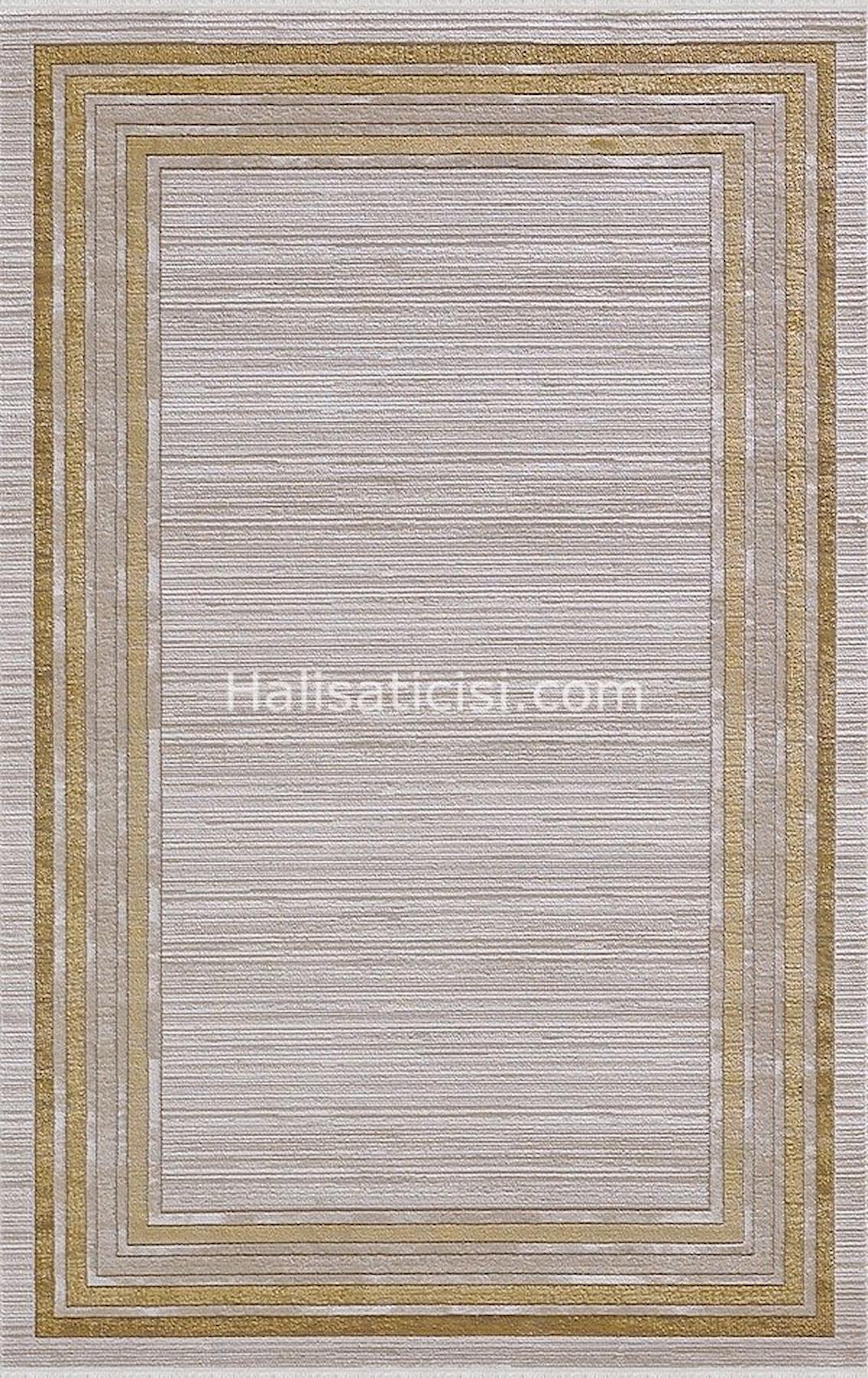 Merinos Diyez 34930 Krem 9 mm Akrilik Yıkanabilir İnce Kaymaz Dikdörtgen Makine Dokuma Salon Halısı 120x180 cm