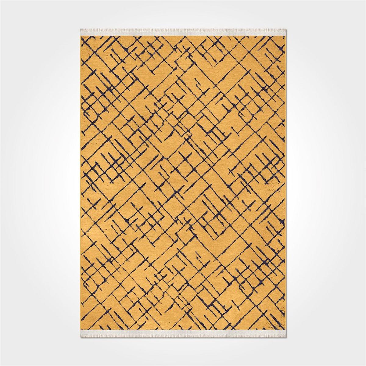 Crea Halı Rain 7322S Çok Renkli 7 mm Pamuk-Polyester Antibakteriyel Yıkanabilir Orta Dikdörtgen Makine Dokuma Salon Halısı 140x200 cm