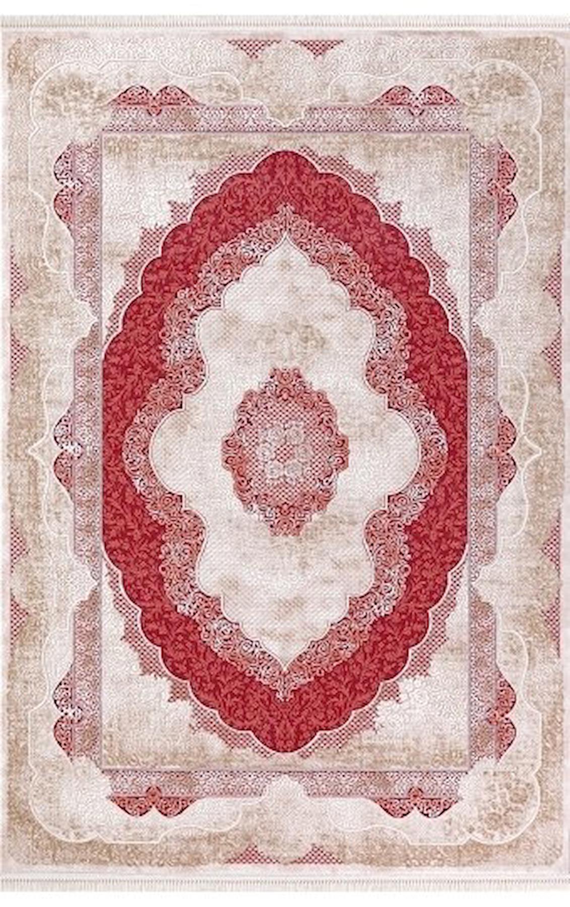Padişah Santo 31882 Krem 10 mm Akrilik Yıkanabilir İnce Dikdörtgen Makine Dokuma Salon Halısı 80x200 cm