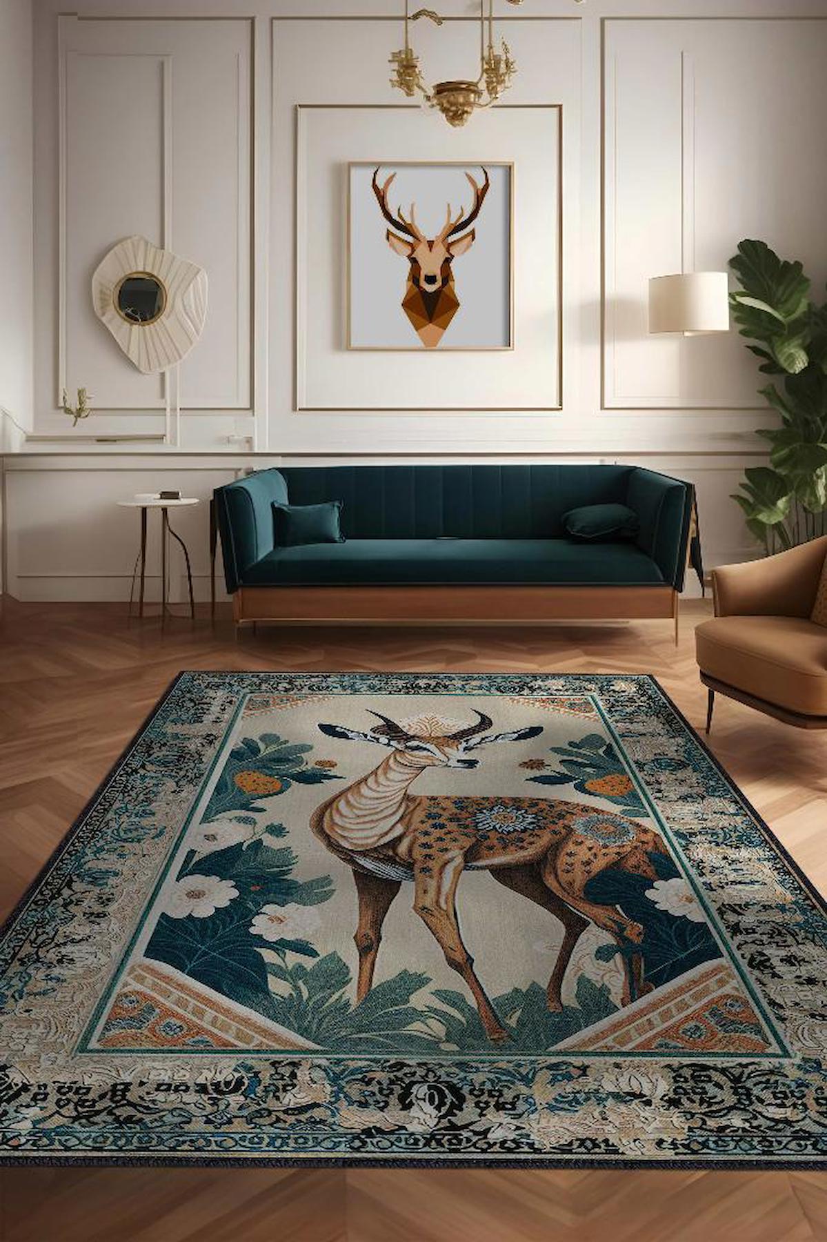 Homshtag Nuh'un Gemisi Krem 4 mm Pamuk Antistatik Yıkanabilir İnce Kaymaz Dikdörtgen Makine Dokuma Salon Halısı 80x150 cm