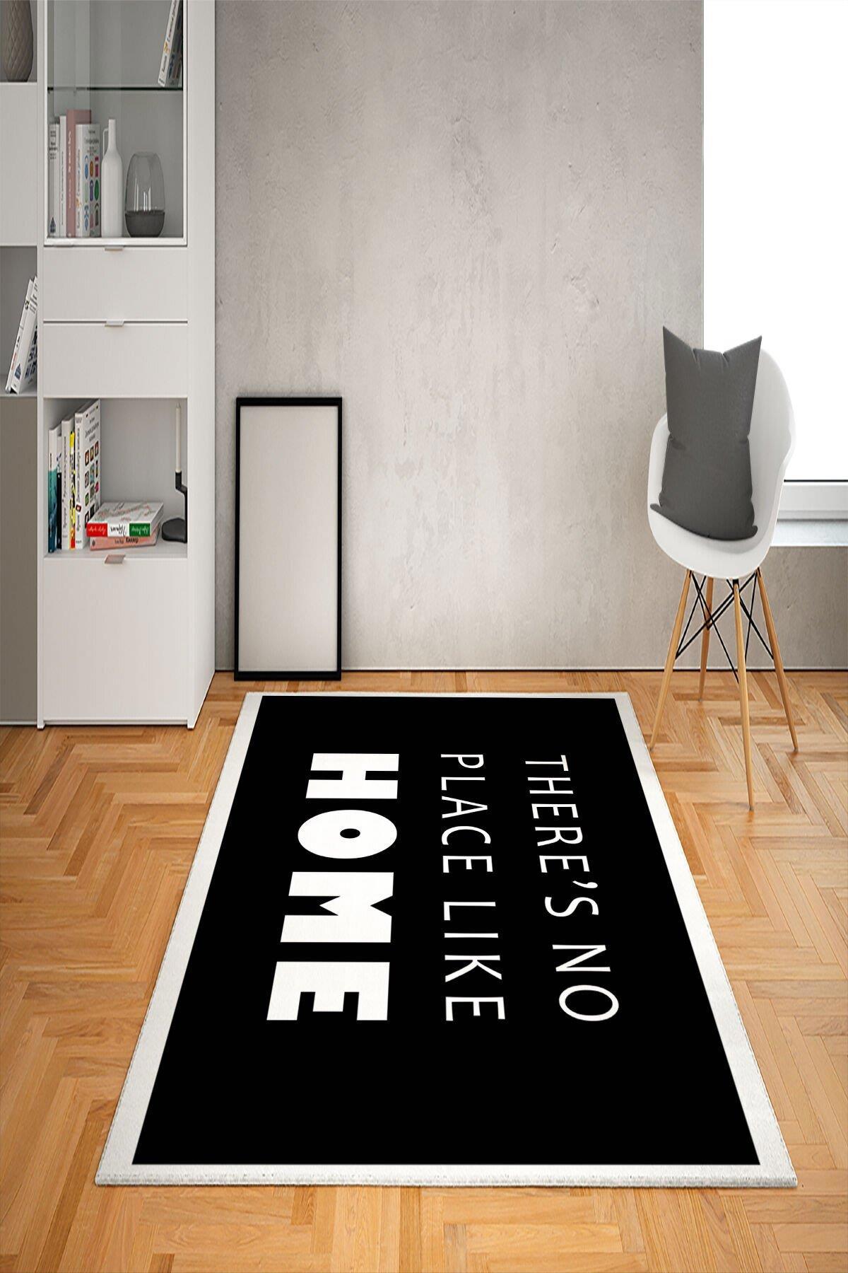 Doruklar Home Collection Krem 0.7 mm Polyester Antibakteriyel Yıkanabilir Kalın Kaymaz Taban Yazılı Dikdörtgen Makine Dokuma Salon Halısı 160x230 cm