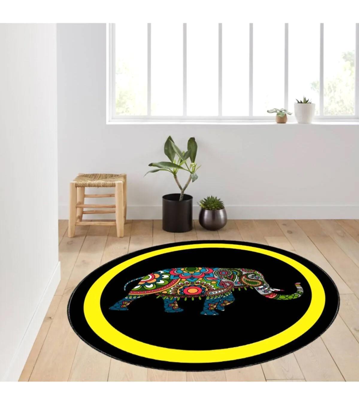 Rovigo Home RVG7127 Çok Renkli 8 mm Polyester Antibakteriyel-Leke Tutmaz-Toz Tutmaz Yıkanabilir İnce Kaymaz Dot Taban Yuvarlak Makine Dokuma Salon Halısı 80x500 cm