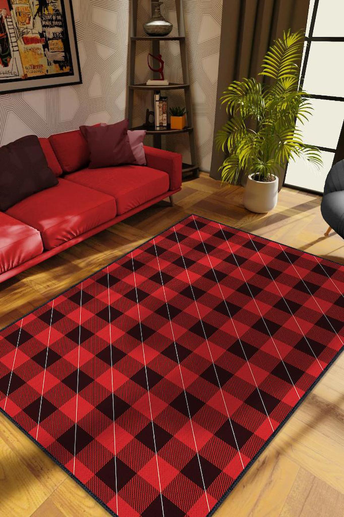 Homshtag Çok Renkli 4 mm Pamuk Antistatik Yıkanabilir İnce Kaymaz Dikdörtgen Makine Dokuma Salon Halısı 200x290 cm
