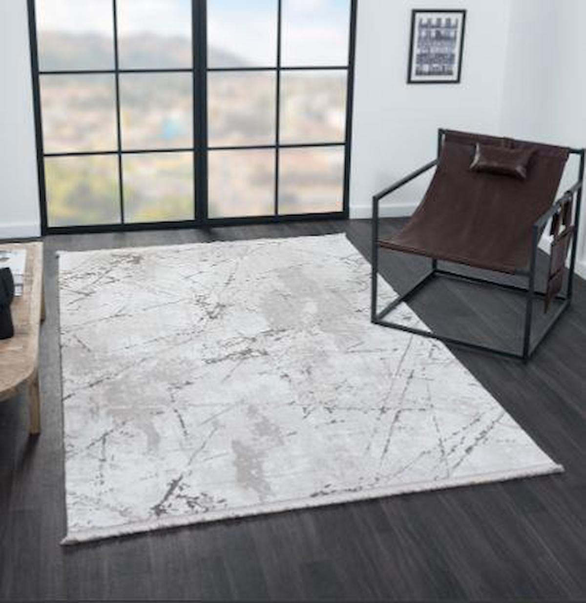 Çam Halı Mona VS014K Bej-Vizon 11 mm Polyester Silinebilir Yıkanabilir Orta Dikdörtgen Makine Dokuma Salon Halısı 160x300 cm