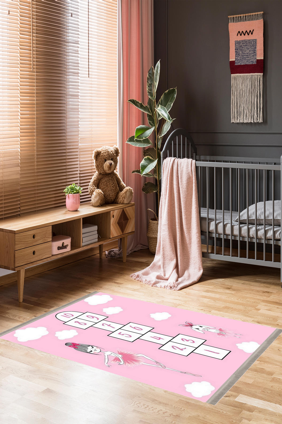 Homier Collection H-CK-10155A Çok Renkli 9 mm Pamuk Antibakteriyel Yıkanabilir Orta Kaymaz Dikdörtgen Makine Dokuma Çocuk Odası Halısı 100x150 cm