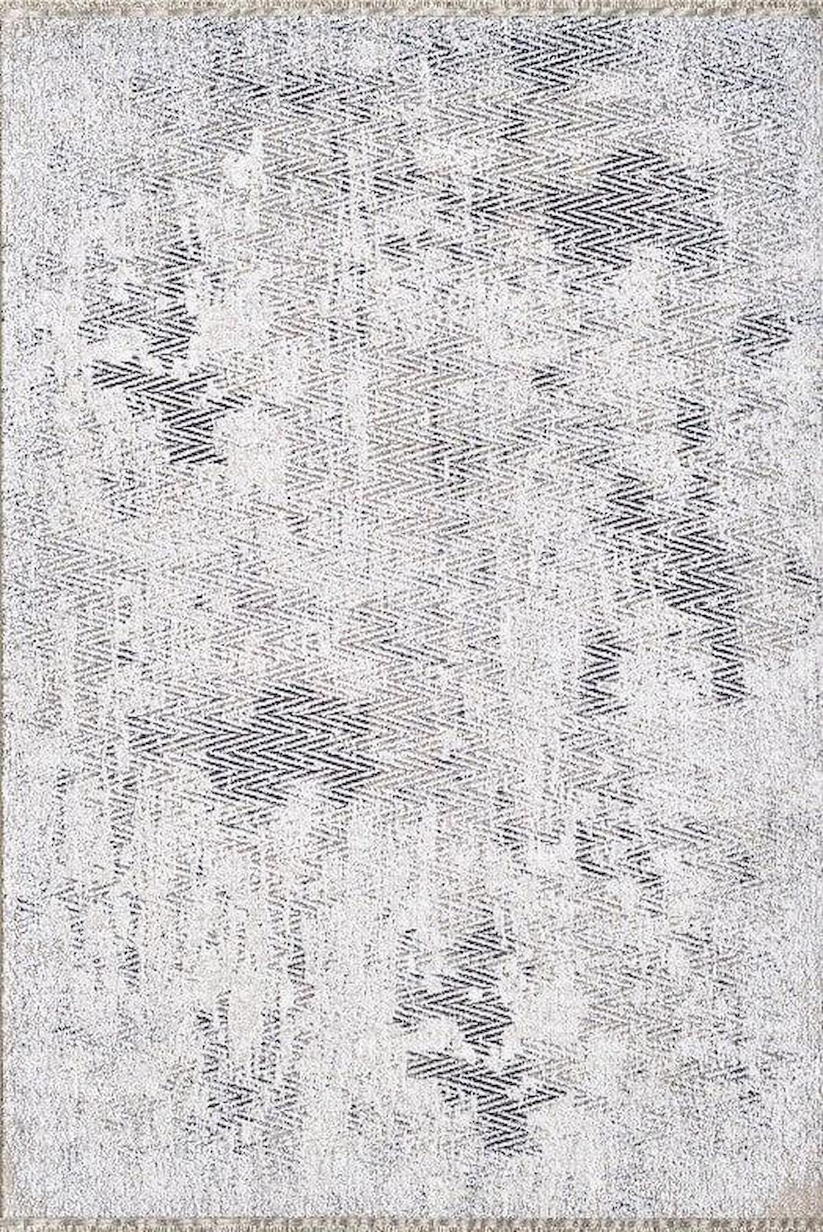 Atlas Halı Vage VQ02C Ekru - Siyah Akrilik Yıkanabilir İnce Kaymaz Jüt Taban Dikdörtgen Makine Dokuma Salon Halısı 150x233 cm