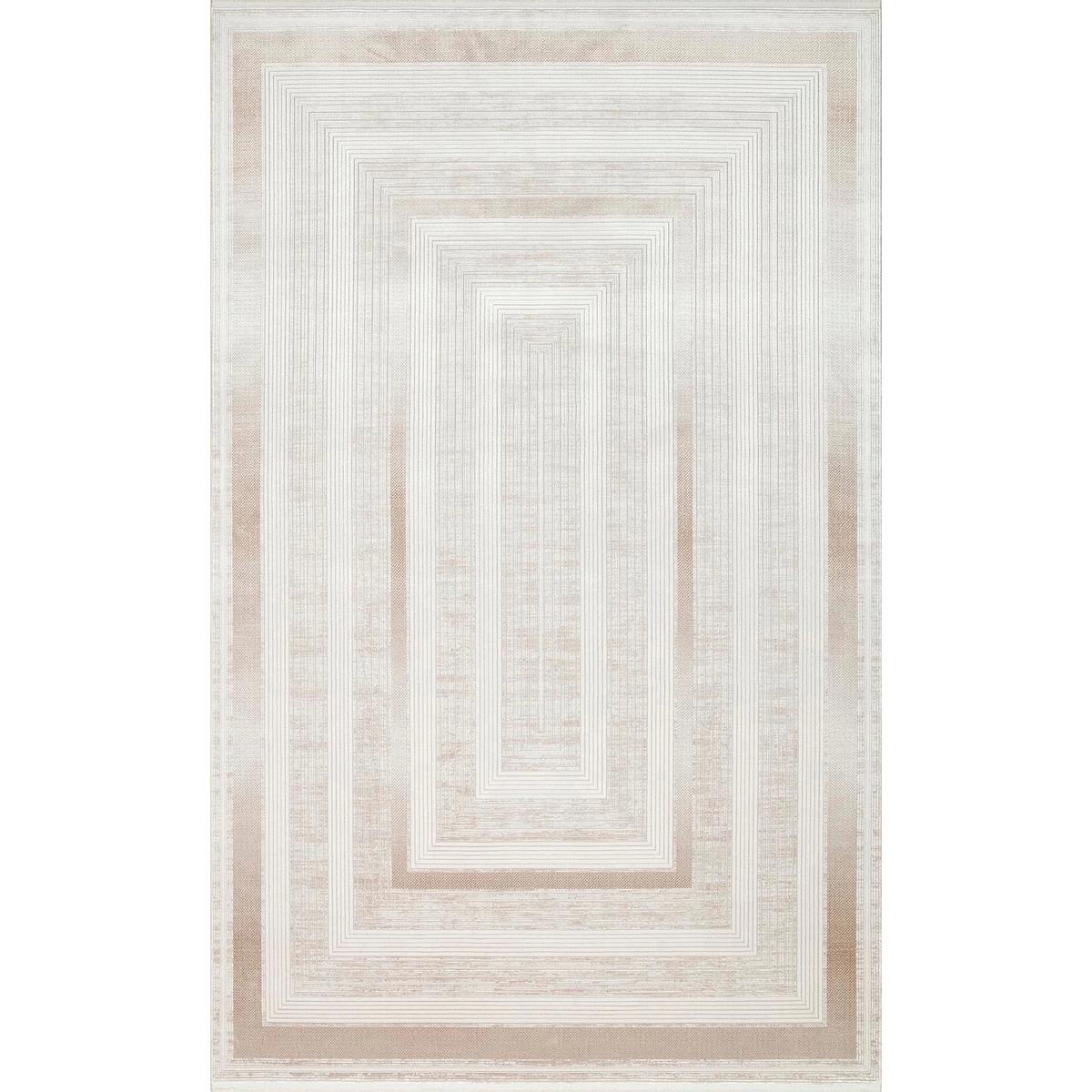 Eko Halı Mahal MHL13 Krem 6-12 mm Akrilik-Viskon Silinebilir Yıkanabilir Orta Kaymaz Dikdörtgen Makine Dokuma Salon Halısı 160x230 cm