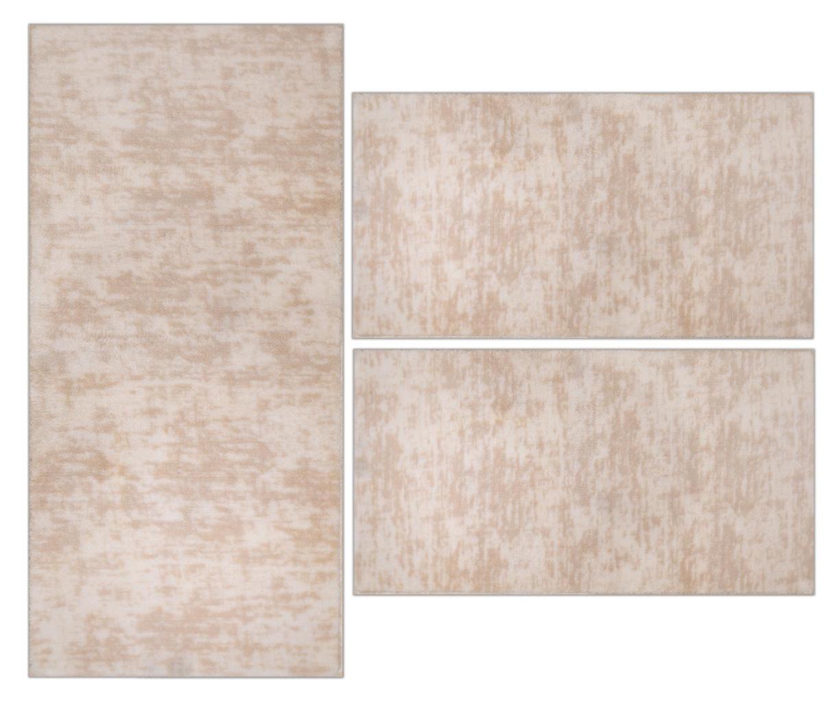 My Evilla Krem 14 mm Polyester Leke Tutmaz Yıkanabilir Kalın Kaymaz Jel Taban Oval Makine Dokuma Yatak Odası Halısı 80x500 cm