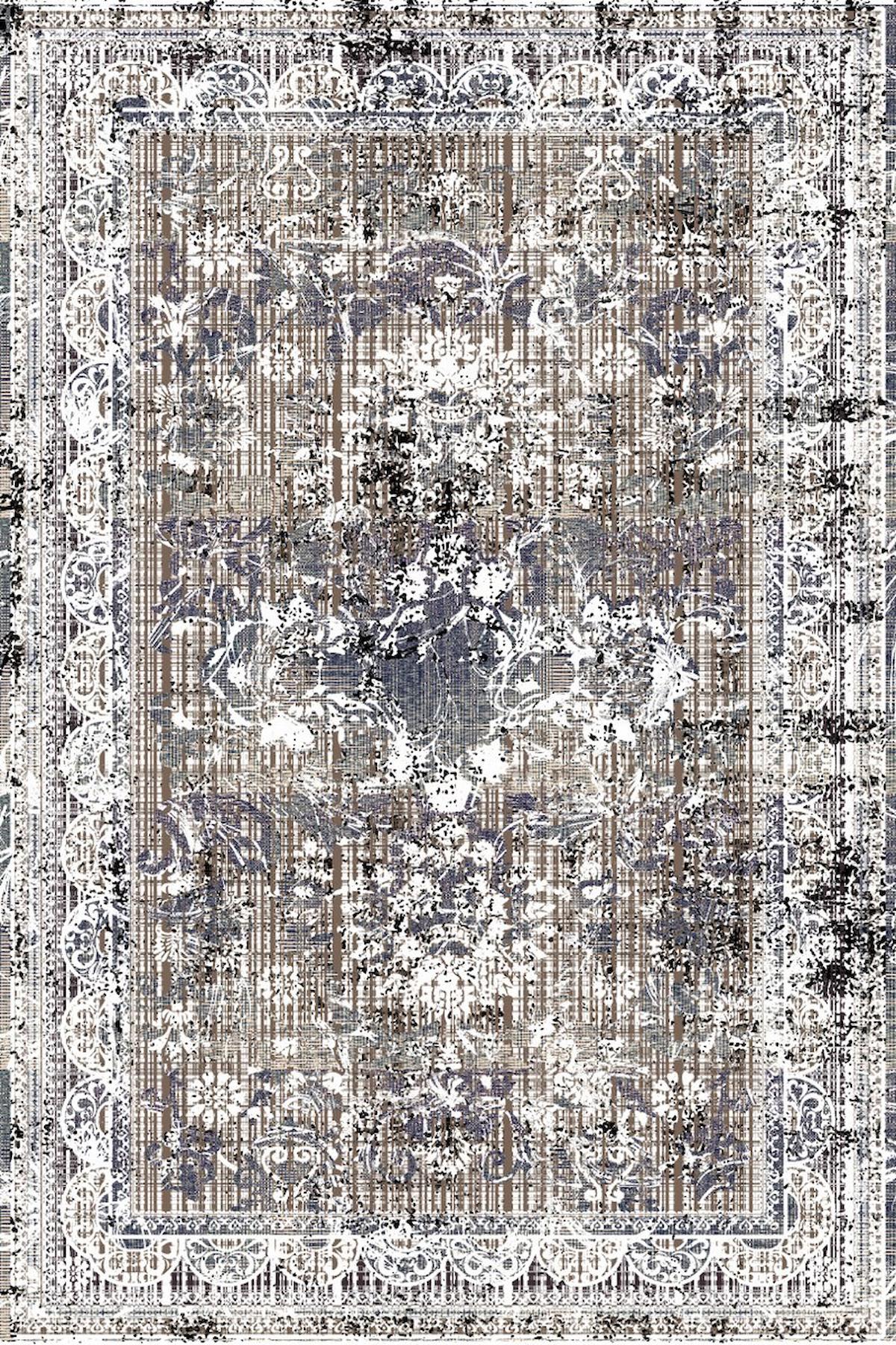 Halı Atölyesi HK018 Gri 5 mm Pamuk Yıkanabilir Kaymaz Taban Dikdörtgen Makine Dokuma Salon Halısı 100x150 cm
