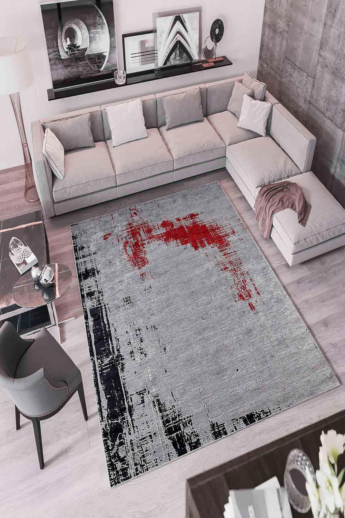 Homefesto Krem 5 mm Polyester Leke Tutmaz Yıkanabilir İnce Kaymaz Taban Dikdörtgen Makine Dokuma Salon Halısı 240x340 cm