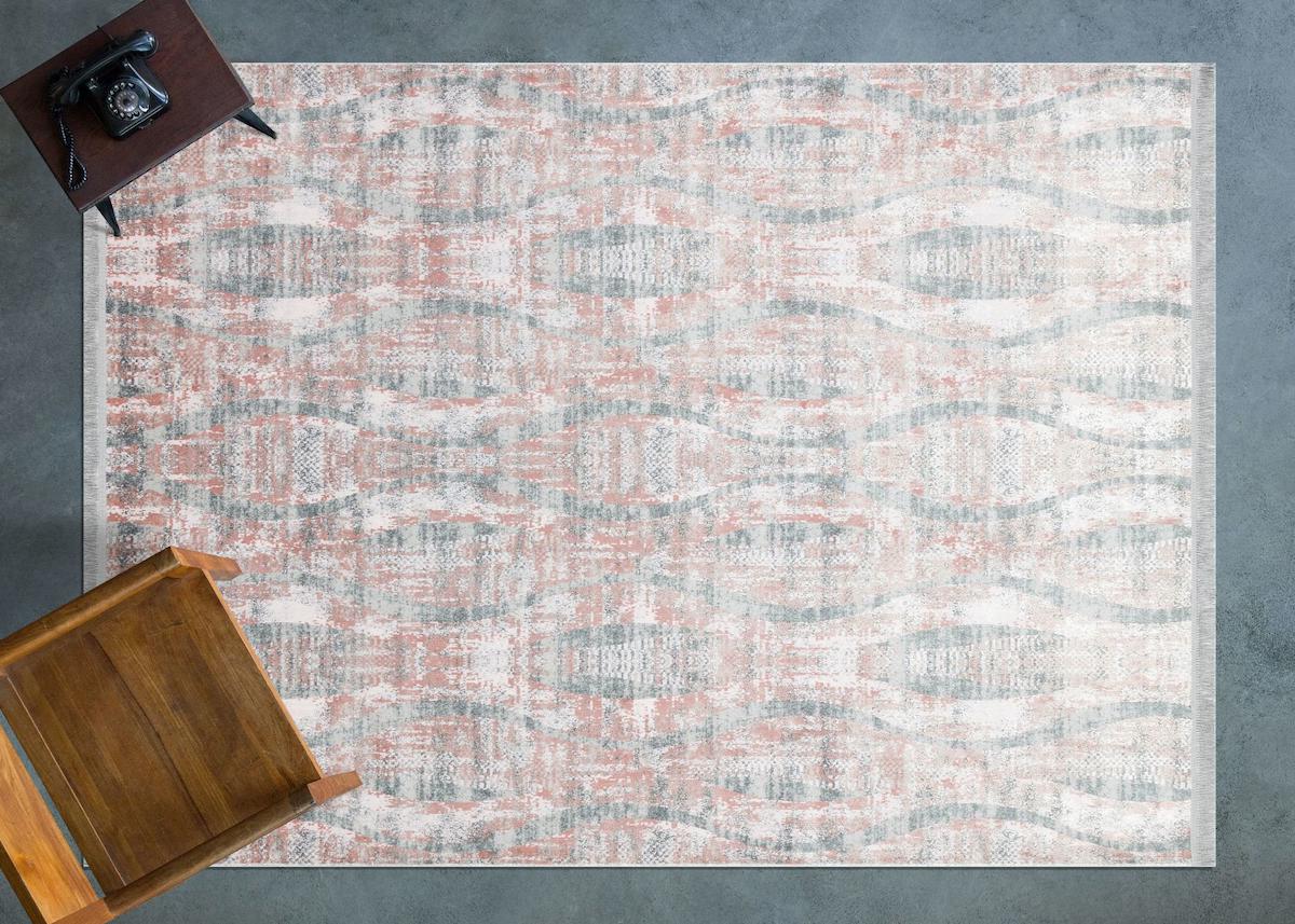 Apex Lucca 6013 Krem Pamuk Yıkanabilir İnce Kaymaz Jüt Taban Dikdörtgen Makine Dokuma Salon Halısı 80x150 cm