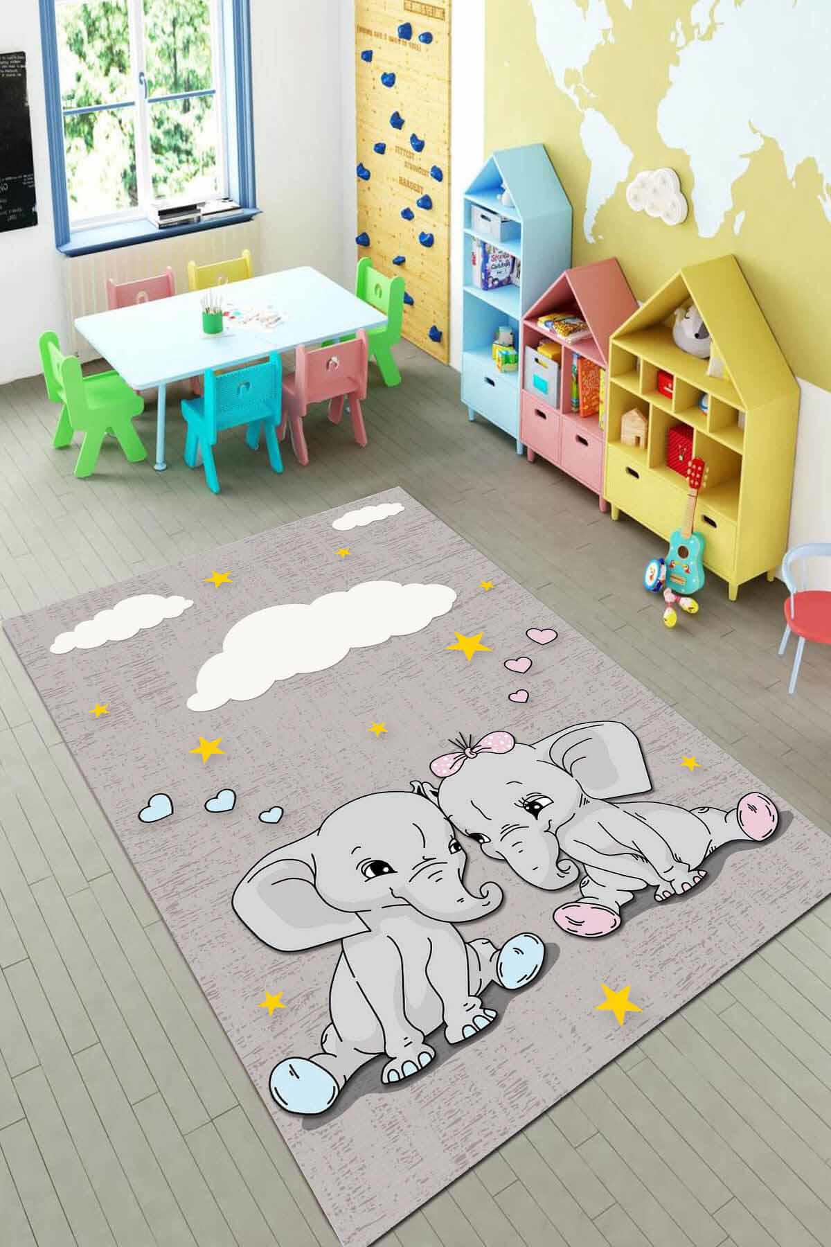 Viva Home KD120 Gri 7 mm Mikropolyester Toz Tutmaz Yıkanabilir İnce Kaymaz Dot Taban Dikdörtgen Makine Dokuma Çocuk Odası Halısı 100x300 cm
