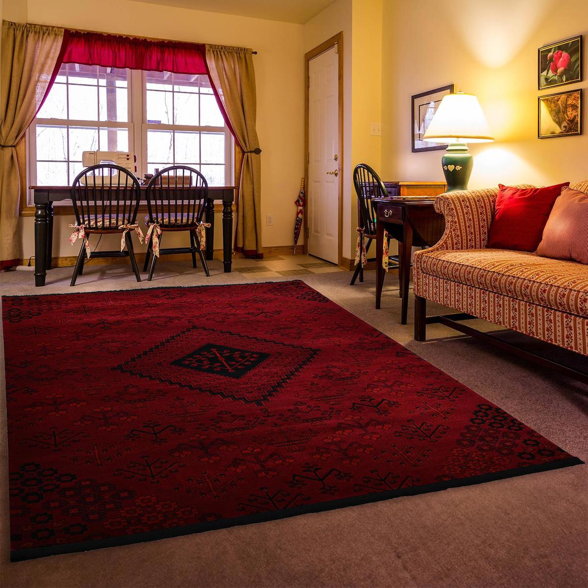 Giza Home 5366A-ZS72 Bordo 0.8 mm Polipropilen Yıkanabilir İnce Kaymaz Jüt Taban Dikdörtgen Makine Dokuma Salon Halısı 200x290 cm