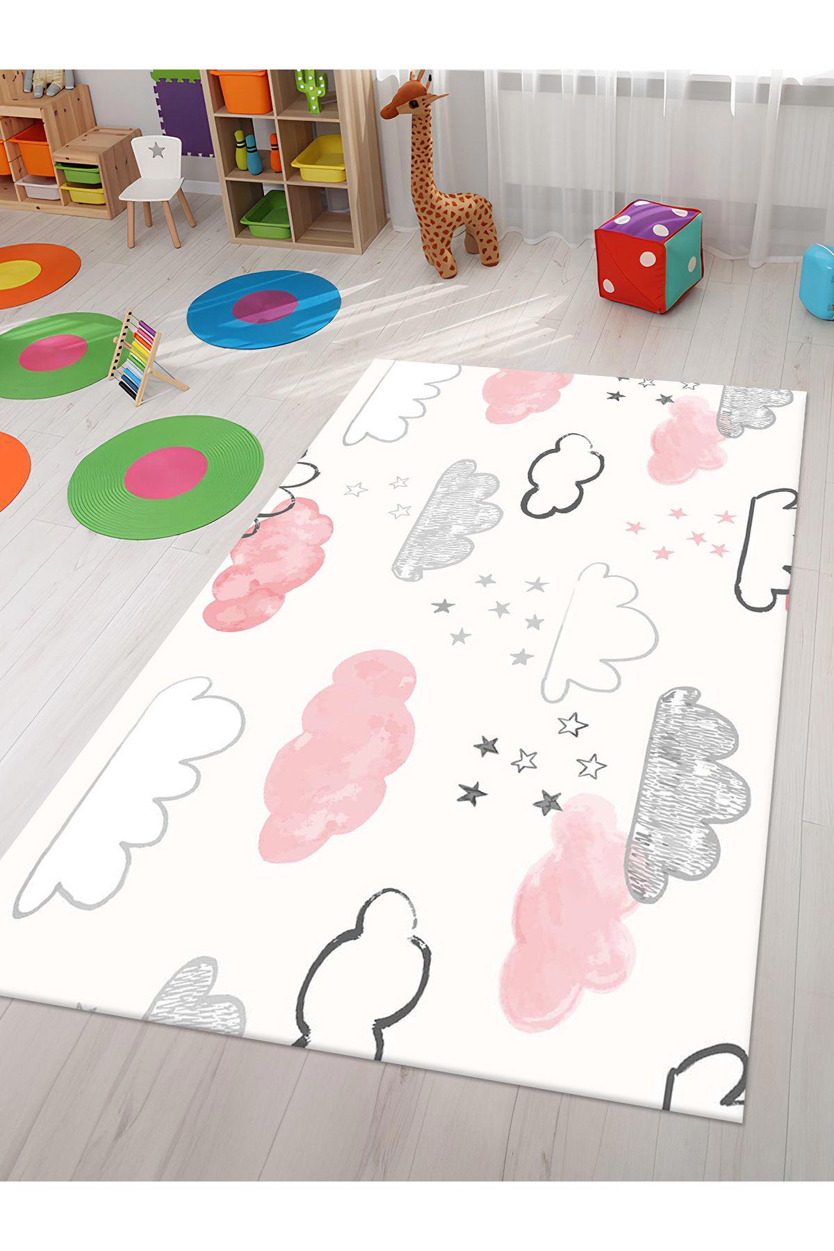 İnspira Çok Renkli 12 mm Polyester Antibakteriyel Yıkanabilir Orta Kaymaz Dot Taban Dikdörtgen Makine Dokuma Çocuk Odası Halısı 160x230 cm