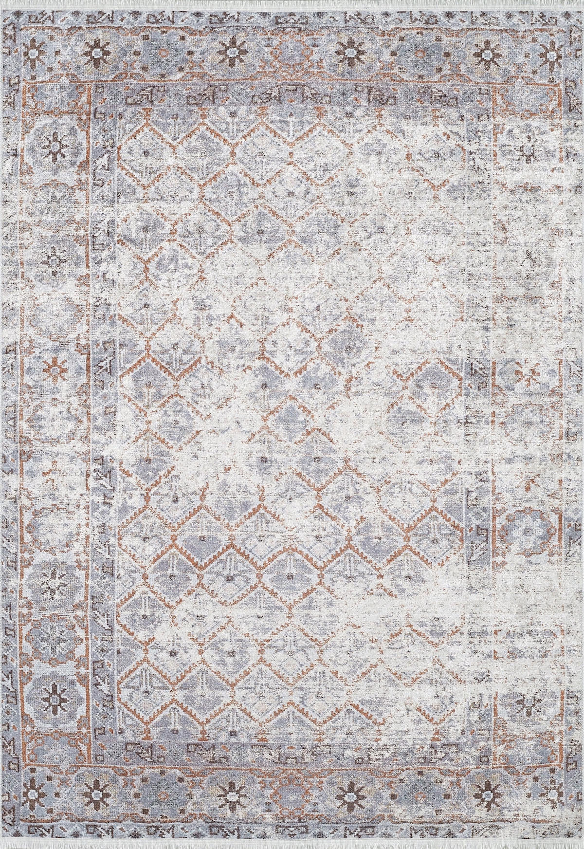 Halı Atölyesi HK193 Gri 5 mm Pamuk Yıkanabilir İnce Kaymaz Taban Dikdörtgen Makine Dokuma Halı 80x120 cm