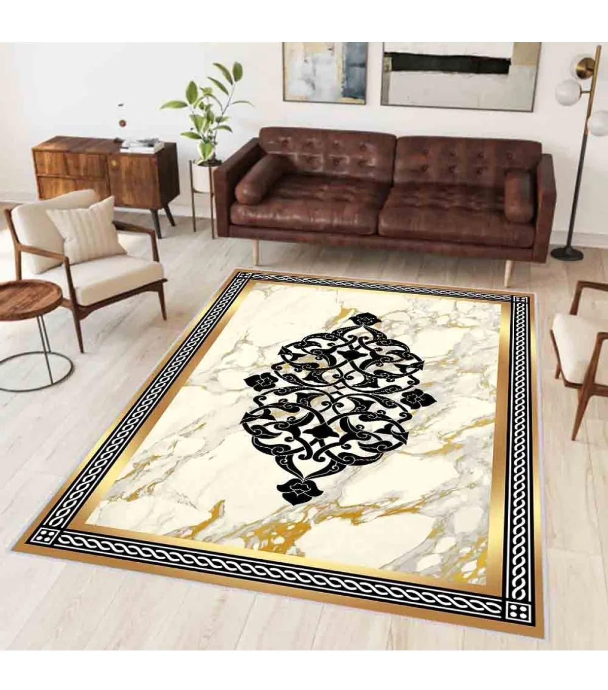 Rovigo Home RVG0320-SD799 Krem 8 mm Polyester Antibakteriyel-Leke Tutmaz-Toz Tutmaz Yıkanabilir İnce Kaymaz Dot Taban Dikdörtgen Makine Dokuma Salon Halısı 100x300 cm