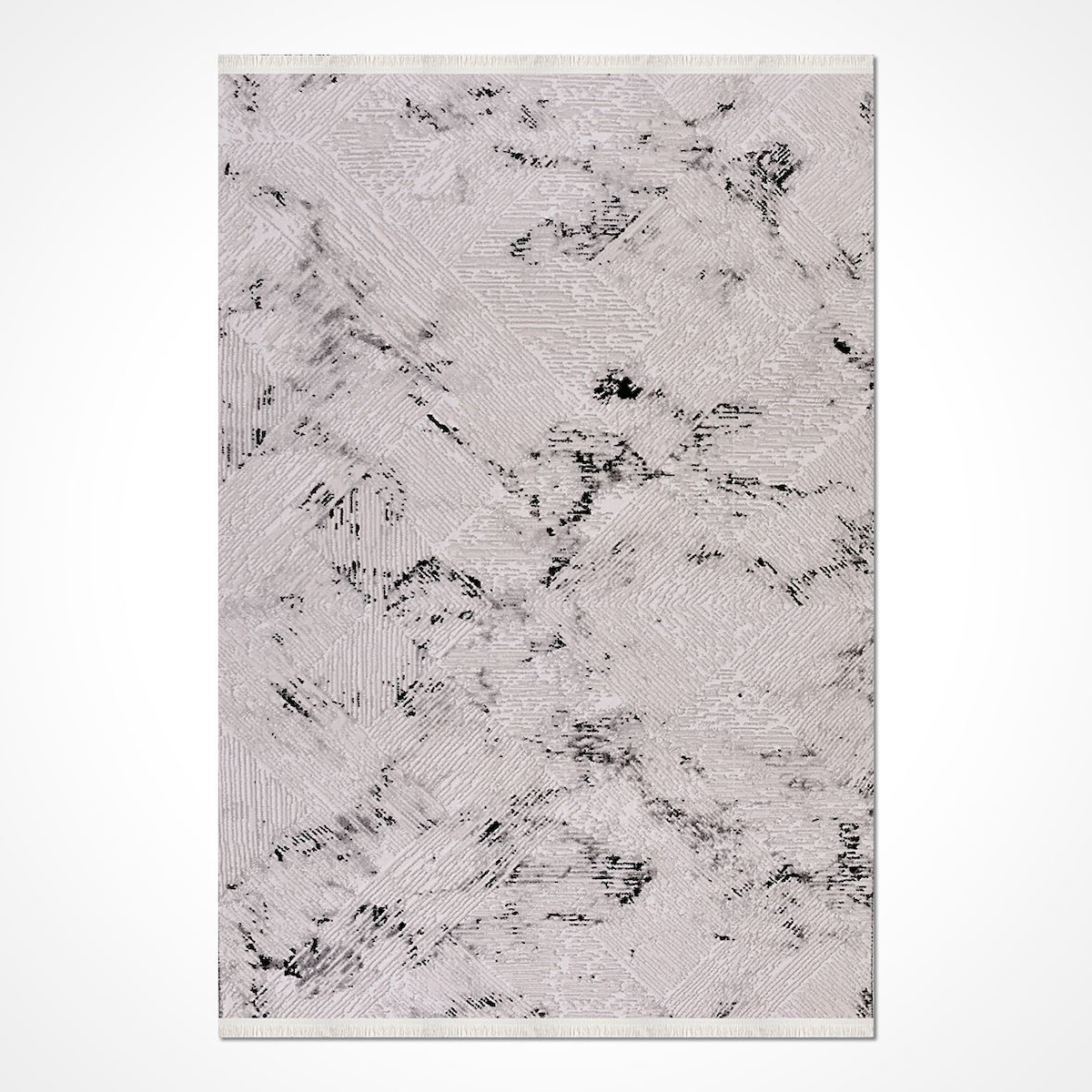 Crea Halı Montana 1682AK Krem 5 mm Polyester Toz Tutmaz Yıkanabilir Orta Soyut Temalı Dikdörtgen Makine Dokuma Salon Halısı 160x250 cm