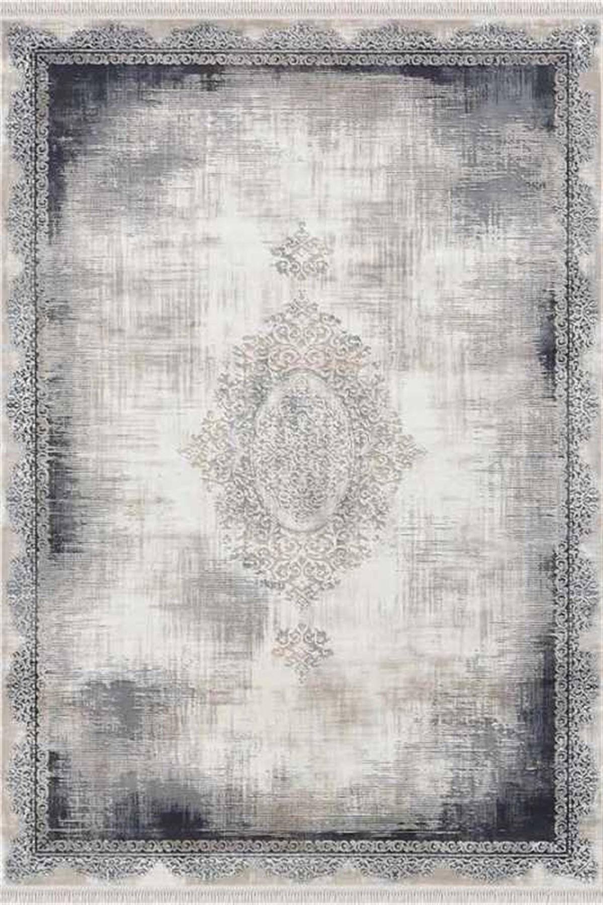 Merinos Rodin 19770 Mavi 8 mm Akrilik Yıkanabilir İnce Kaymaz Dikdörtgen Makine Dokuma Salon Halısı 120x200 cm