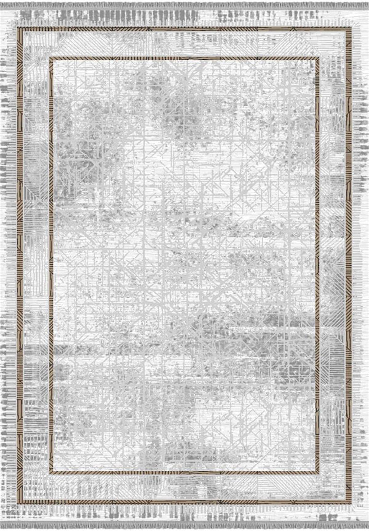 İpek Mekik Halı Roxanne 17190 Gri 8 mm Akrilik Yıkanabilir İnce Kaymaz Pamuk Taban Dikdörtgen Makine Dokuma Antre-Çocuk Odası-Salon-Yatak Odası Halısı 80x140 cm