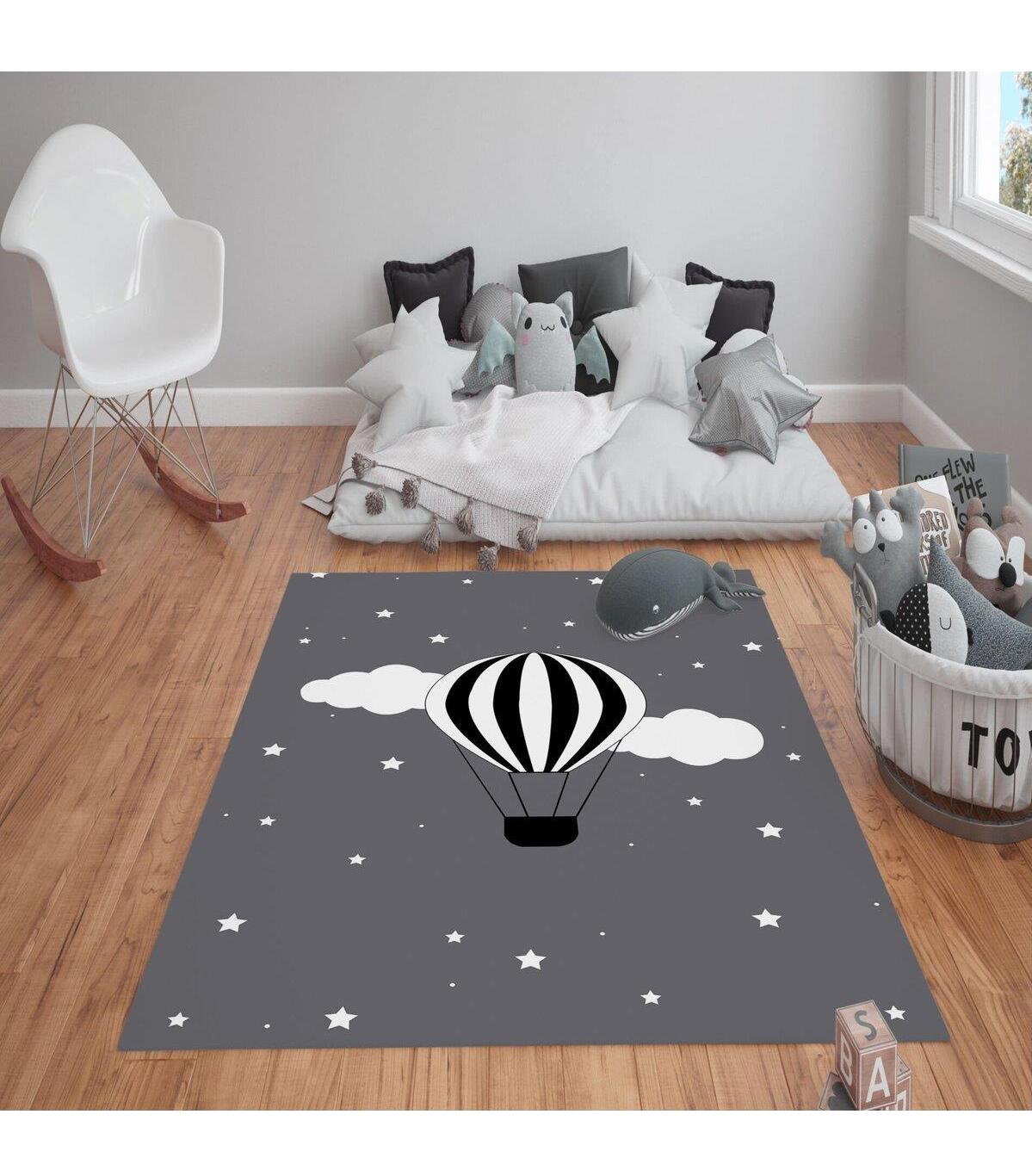 Doruklar Home Collection Çok Renkli 0.7 mm Polyester Antibakteriyel Yıkanabilir Kalın Kaymaz Taban Dikdörtgen Makine Dokuma Çocuk Odası Halısı 180x180 cm