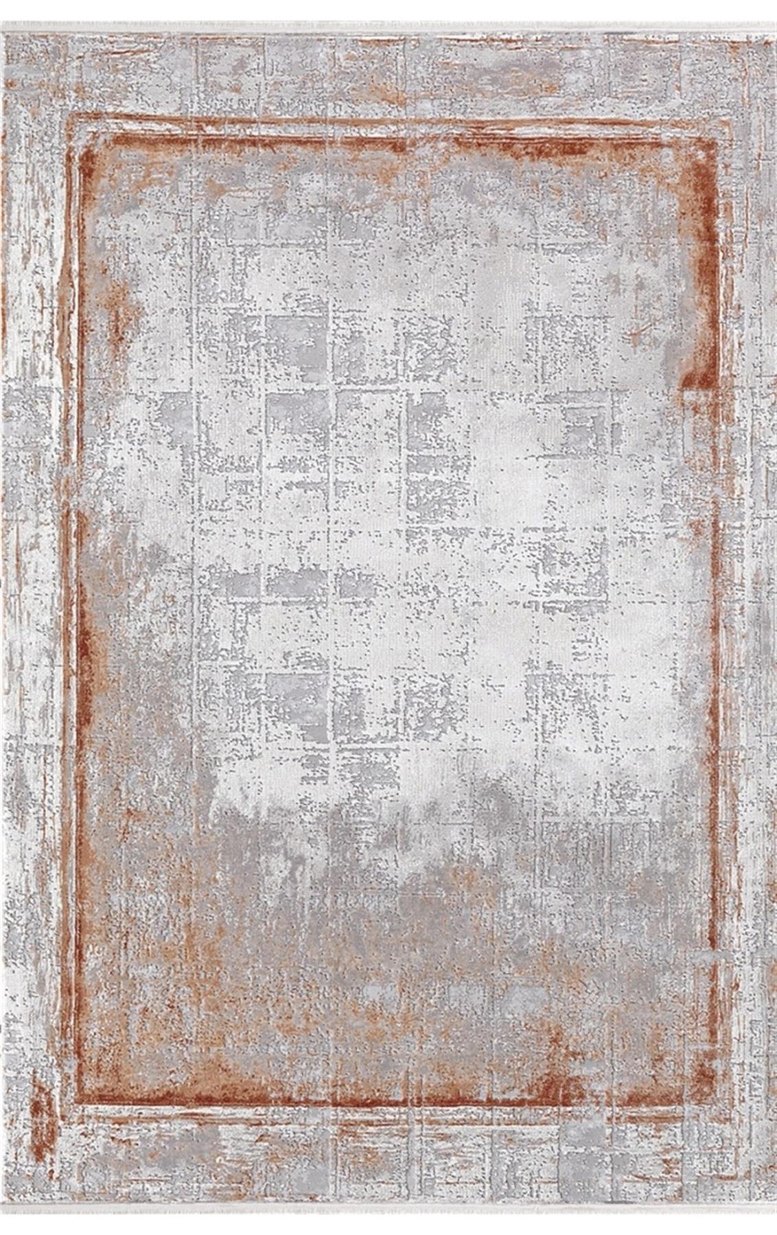 Dinarsu Electra 31974 Turuncu 11 mm Akrilik Silinebilir Yıkanabilir Orta Kaymaz Dikdörtgen Makine Dokuma Salon Halısı 140x200 cm