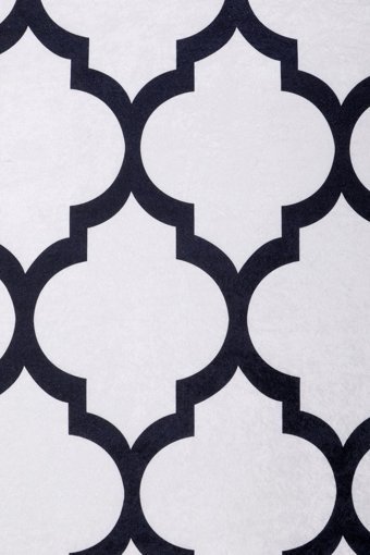 Dijidekor Maça Beyaz 6 mm Polyester Yıkanabilir Orta Kaymaz Dot Taban Dikdörtgen Makine Dokuma Salon Halısı 80x300 cm
