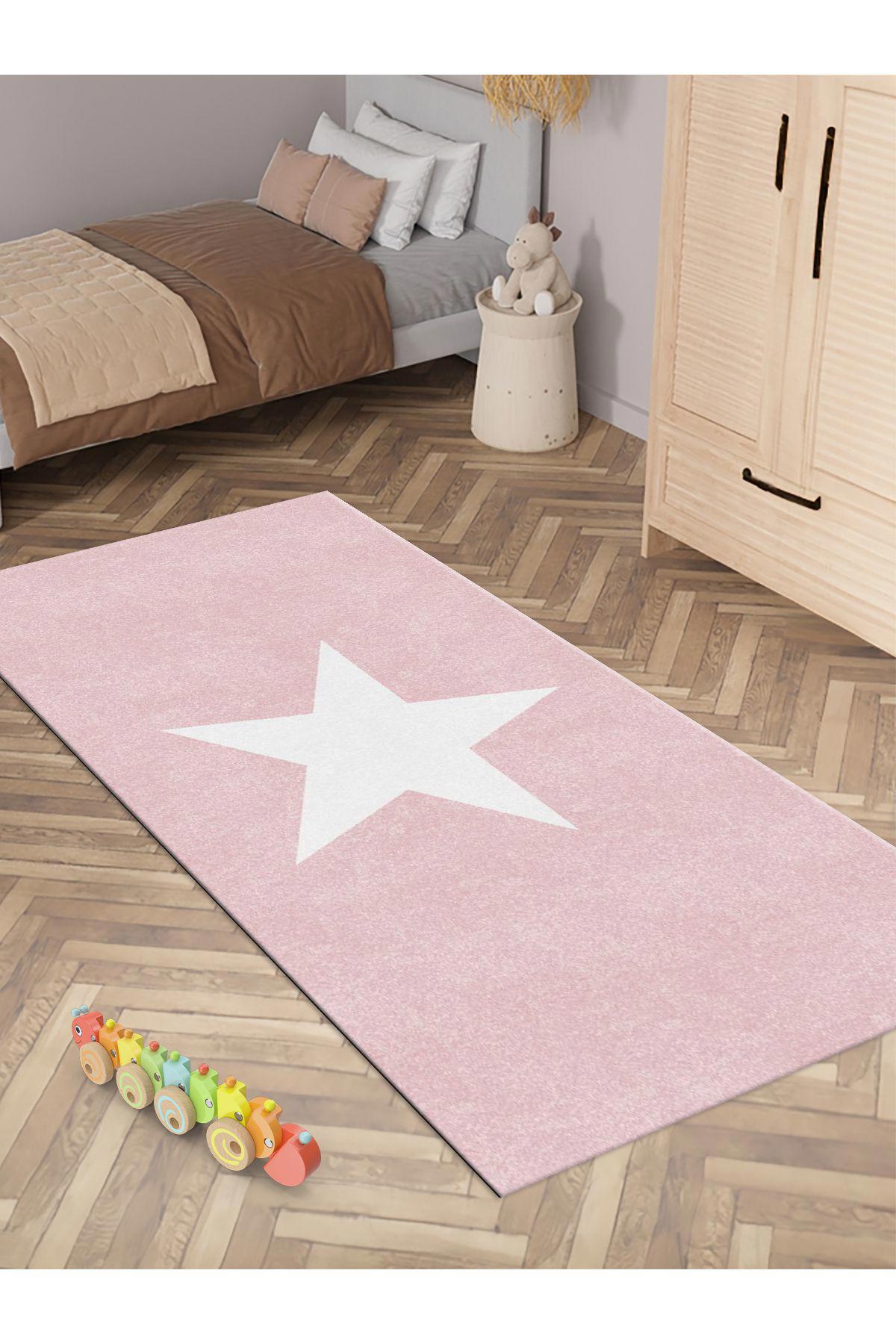 İnspira Krem 12 mm Polyester Antibakteriyel-Toz Tutmaz Yıkanabilir İnce Kaymaz Taban Dikdörtgen Makine Dokuma Çocuk Odası Halısı 100x200 cm