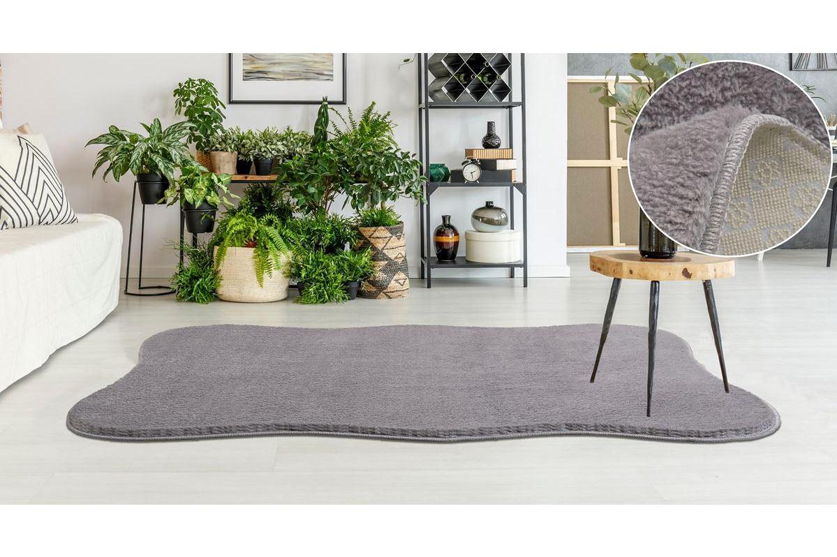 My Evilla Gri 14 mm Polyester Leke Tutmaz Yıkanabilir Kalın Kaymaz Jel Taban Dikdörtgen Makine Dokuma Yatak Odası Halısı 80x150 cm