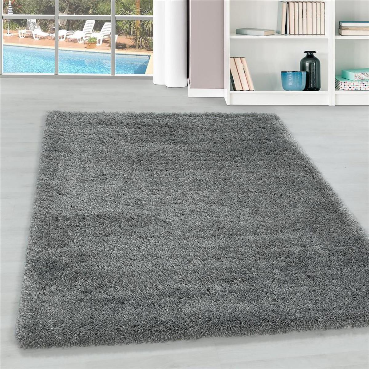 Red Halı Gri 30 mm Polipropilen Antibakteriyel Yıkanabilir Kalın Kaymaz Lateks Taban Dikdörtgen Makine Dokuma Salon Halısı 160x160 cm