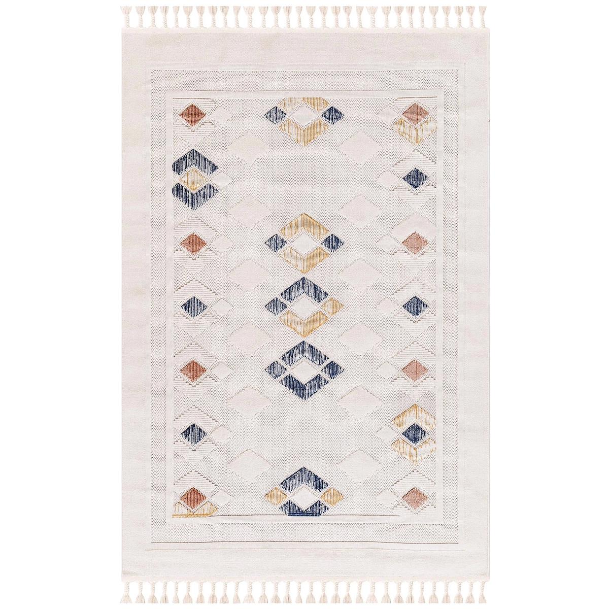 İpek Mekik Halı Duru Pien 1756 Krem 10 mm Polyester Yıkanabilir Orta Kaymaz Geometrik Dikdörtgen Makine Dokuma Antre-Çocuk Odası-Salon-Yatak Odası Halısı 160x300 cm
