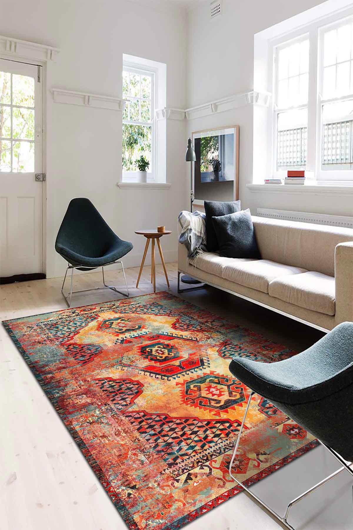 İlyaki Home Anemo Krem 0.8 mm Pamuk Yıkanabilir İnce Kaymaz Jüt Taban Dikdörtgen Makine Dokuma Salon Halısı 80x200 cm