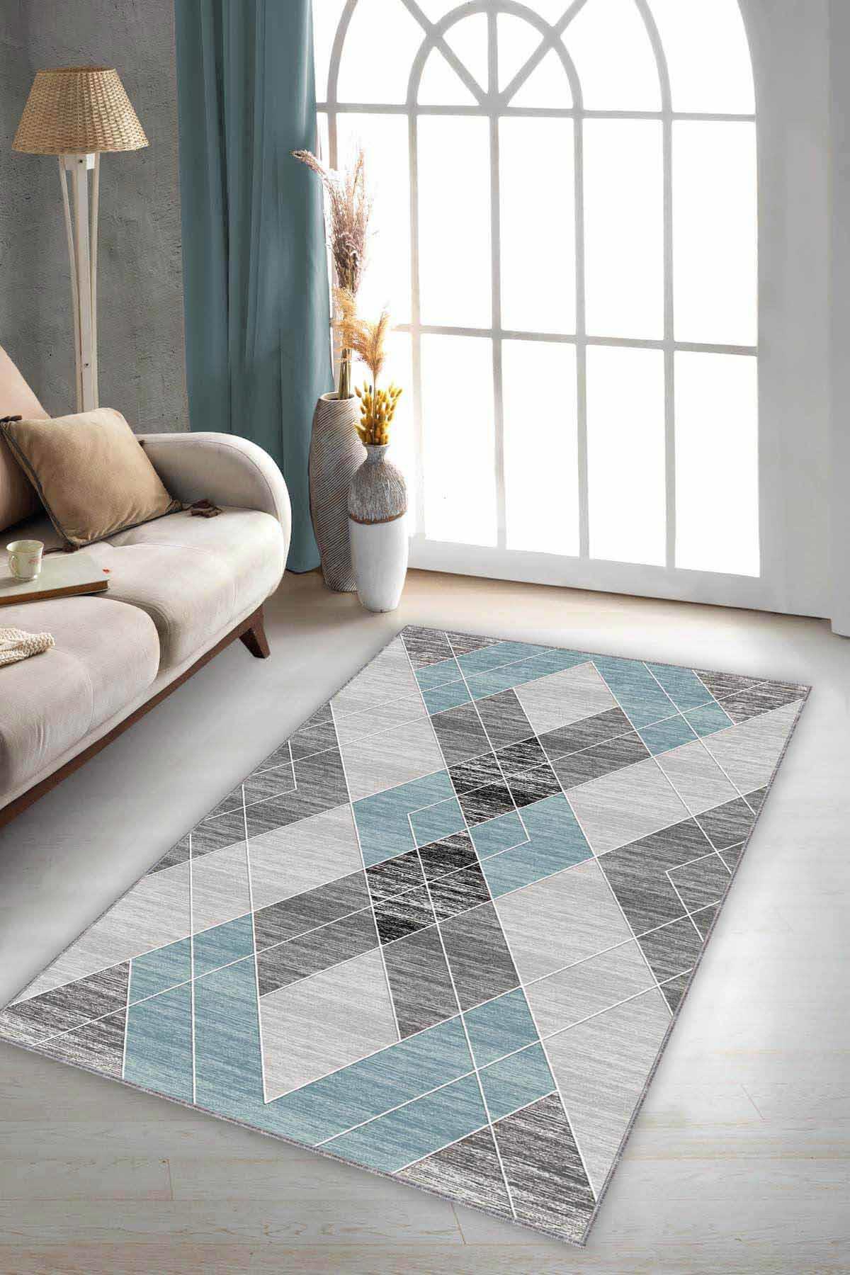Viva Home DD005 Çok Renkli 7 mm Mikropolyester Koku Yapmaz-Leke Tutmaz-Toz Tutmaz Yıkanabilir İnce Kaymaz Dot Taban Dikdörtgen Makine Dokuma Antre-Oturma Odası-Salon-Yatak Odası Halısı 120x200 cm